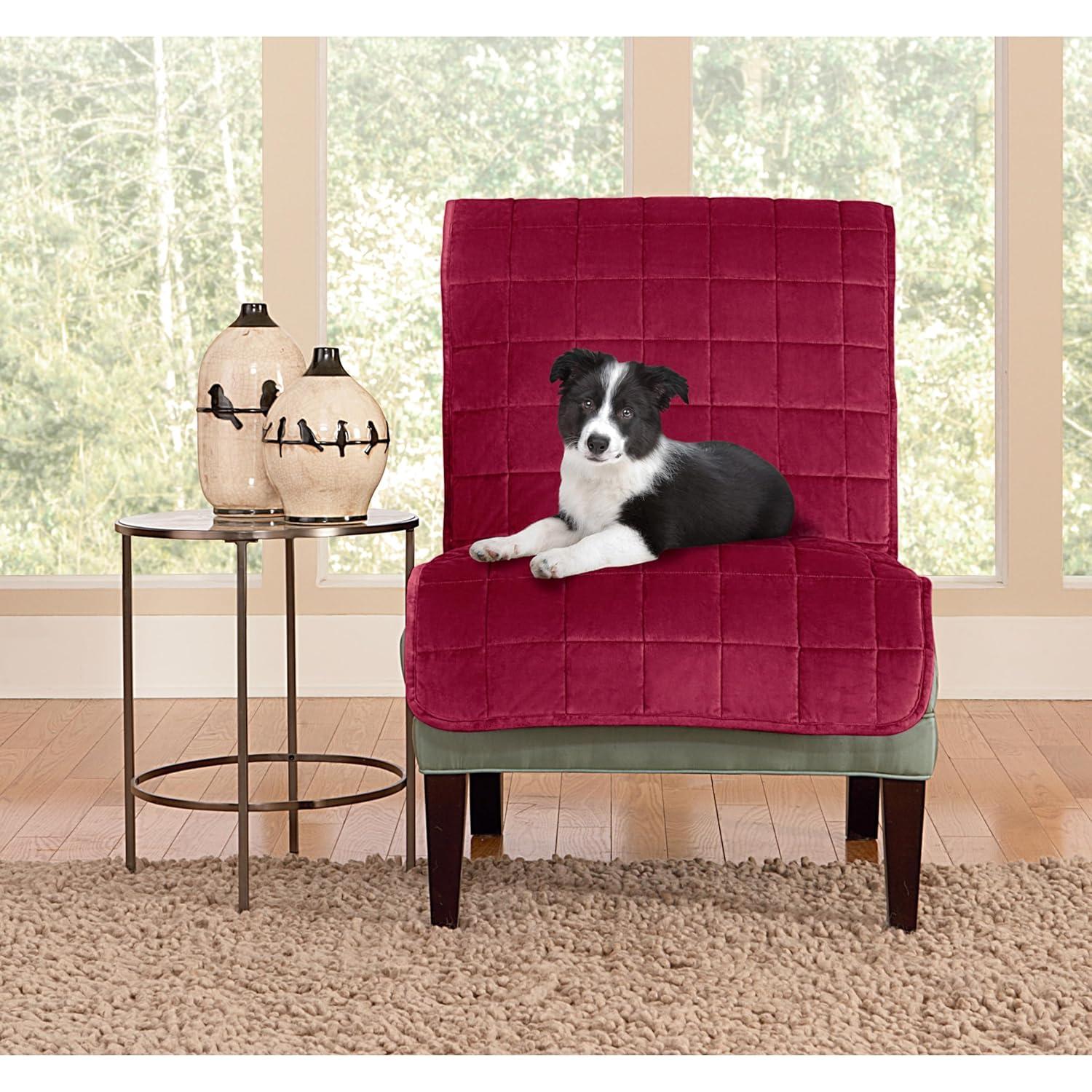 Deluxe Pet Armless Sofa Furniture Cover Ivory - Sure Fit: Machine Washable, Faux Suede Protector