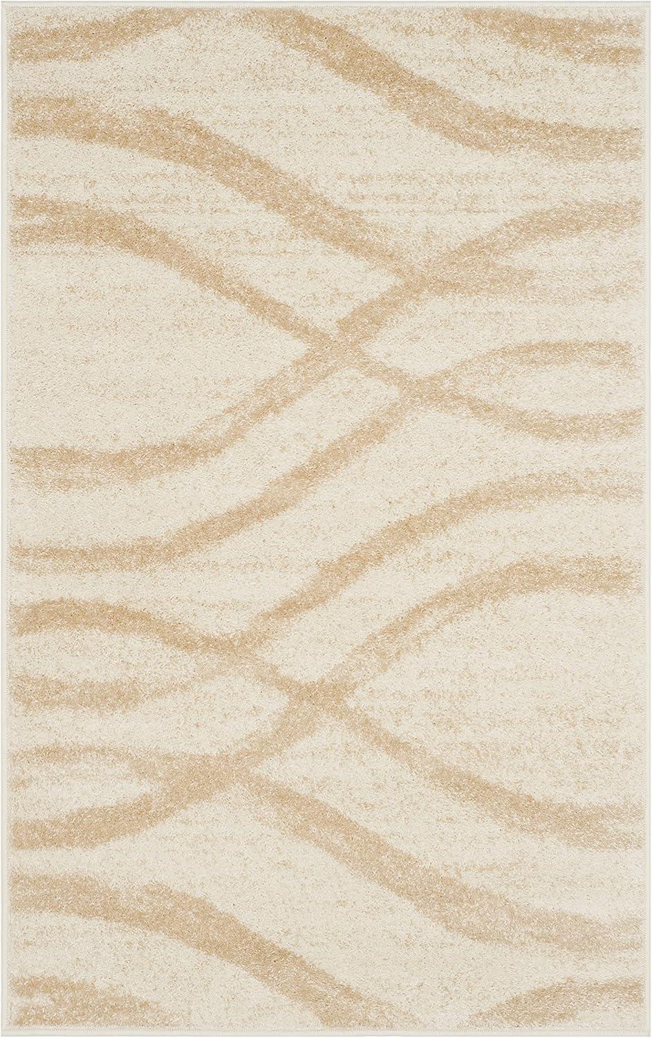 Chic Lodge-Style Cream & Champagne Synthetic Rectangular Rug - 2'6" x 4'