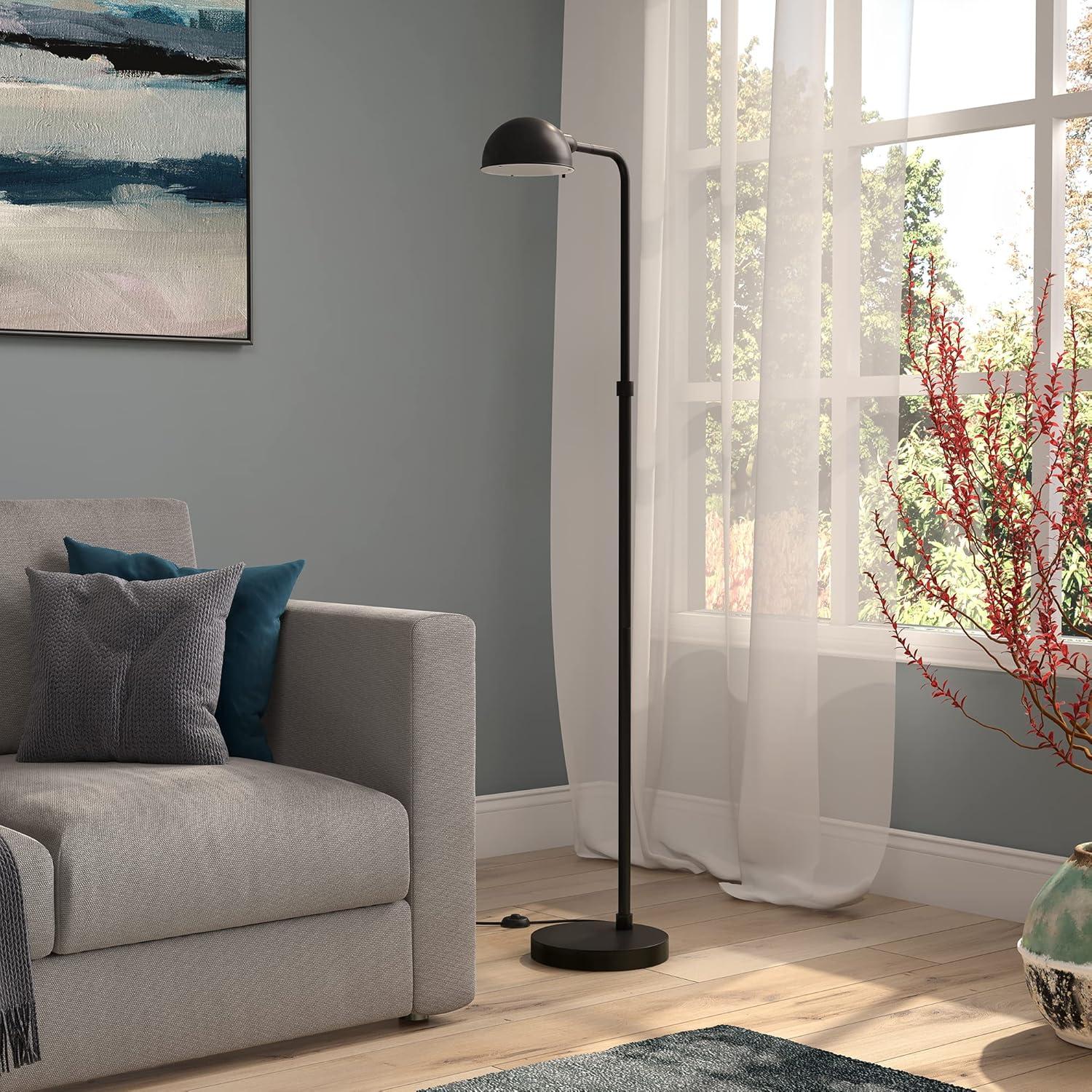 Evelyn&Zoe Arundel 66" Tall,tegrated LED Floor Lamp with Metal Shade, Blackened Bronze