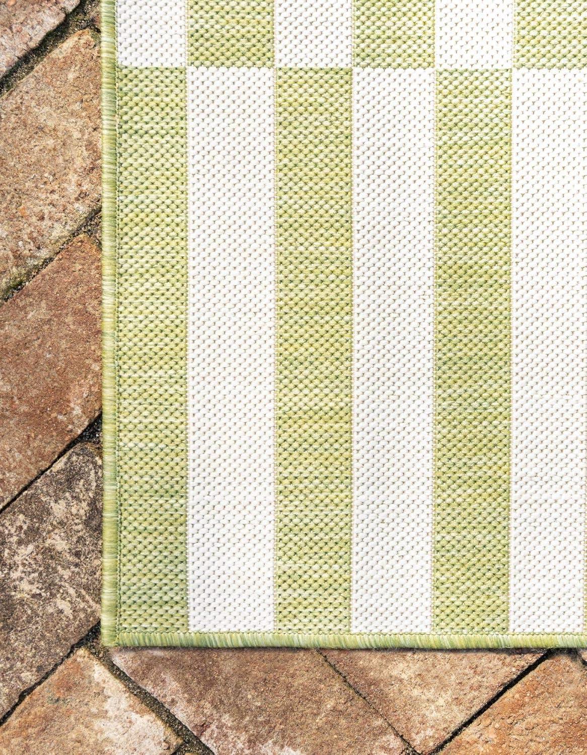 Unique Loom 8' 0 x 11' 4 Rectangle Indoor/Outdoor Striped Green Area Rug