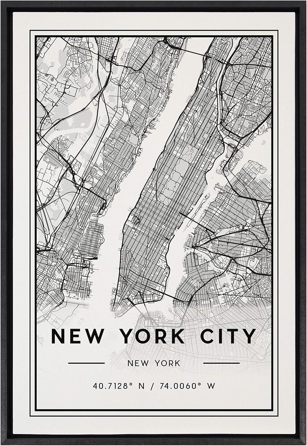 23" x 33" Sylvie New York City Modern Framed Canvas by Jake Goossen Black - Kate & Laurel All Things Decor