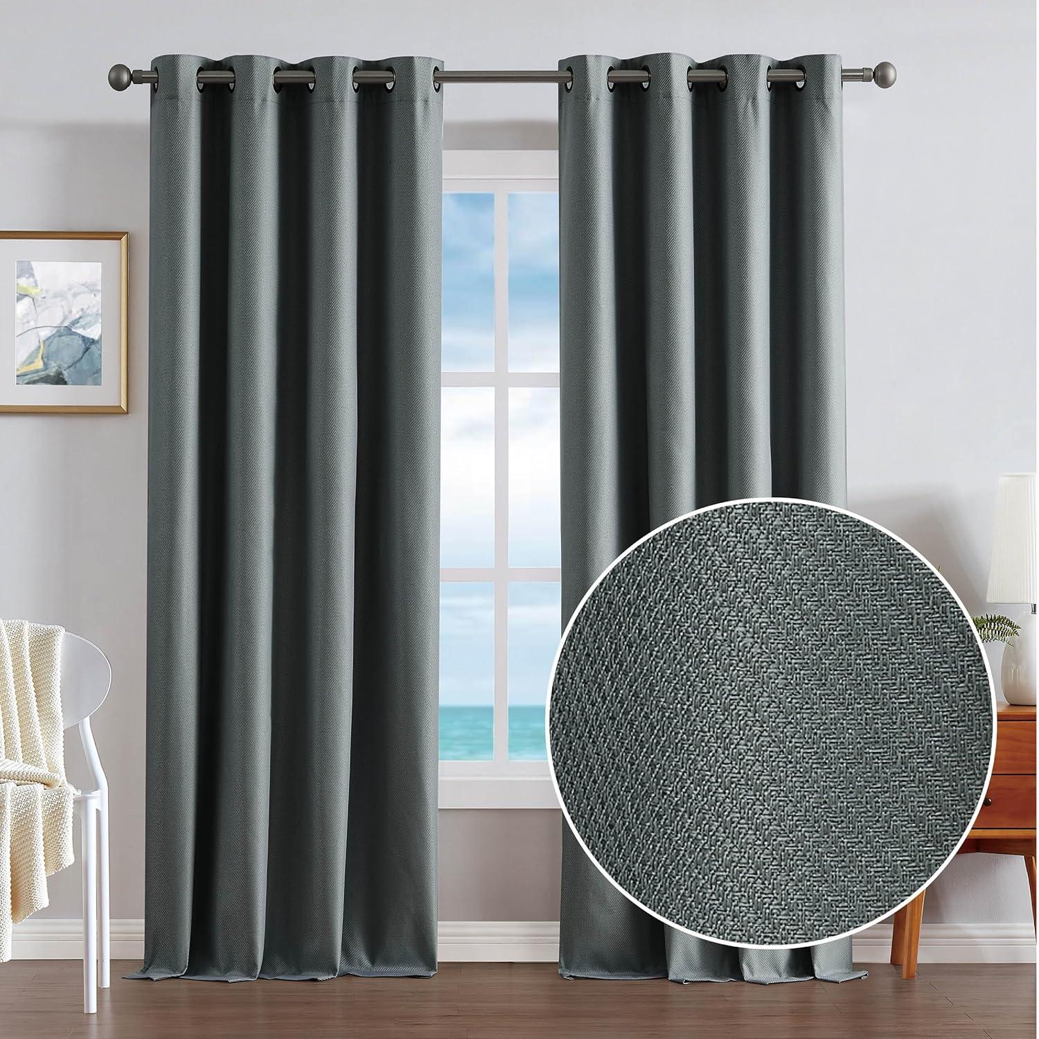 Nautica Synthetic Solid Color Blackout Thermal Rod Pocket Curtain Panels (Set of 2)
