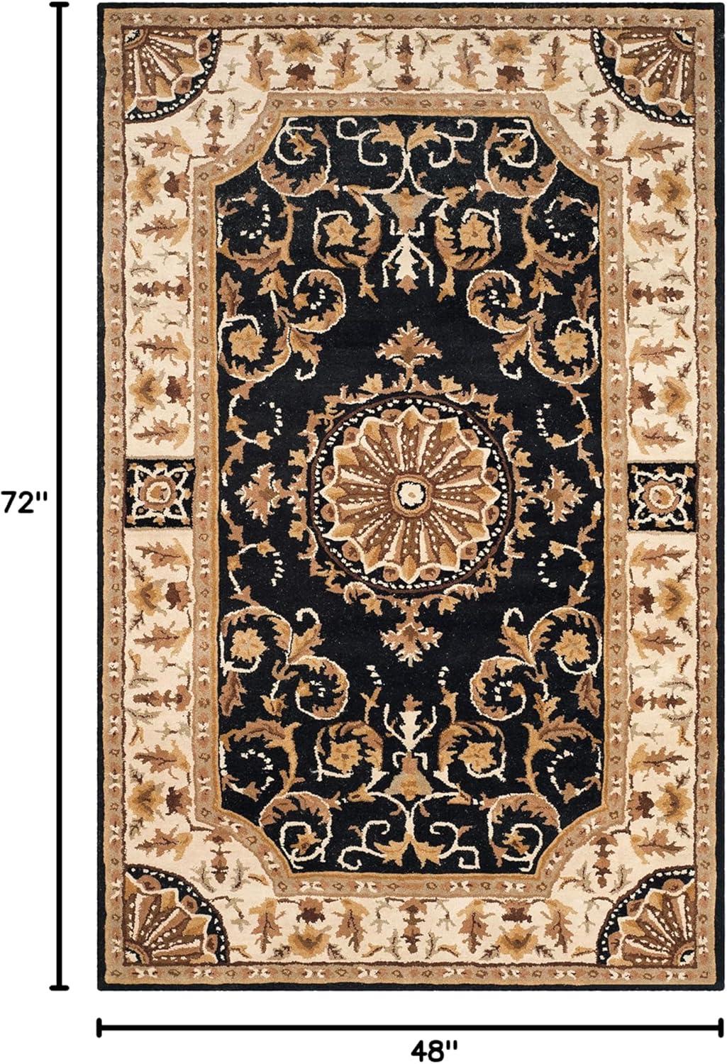 SAFAVIEH Empire Naira Traditional Wool Area Rug, Black/Ivory, 4' x 6'