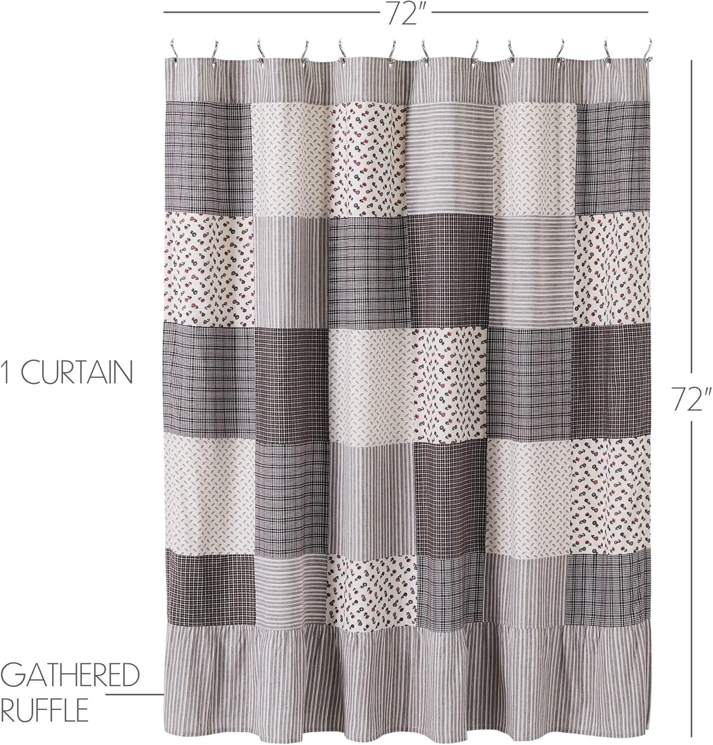 VHC Brands Florette Patchwork Shower Curtain, Brown, 72x72