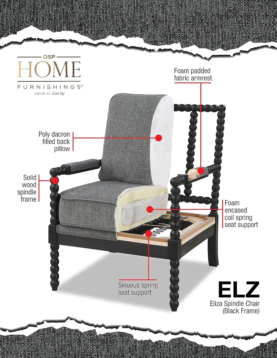 Classic Linen and Black Wood Spindle Accent Chair