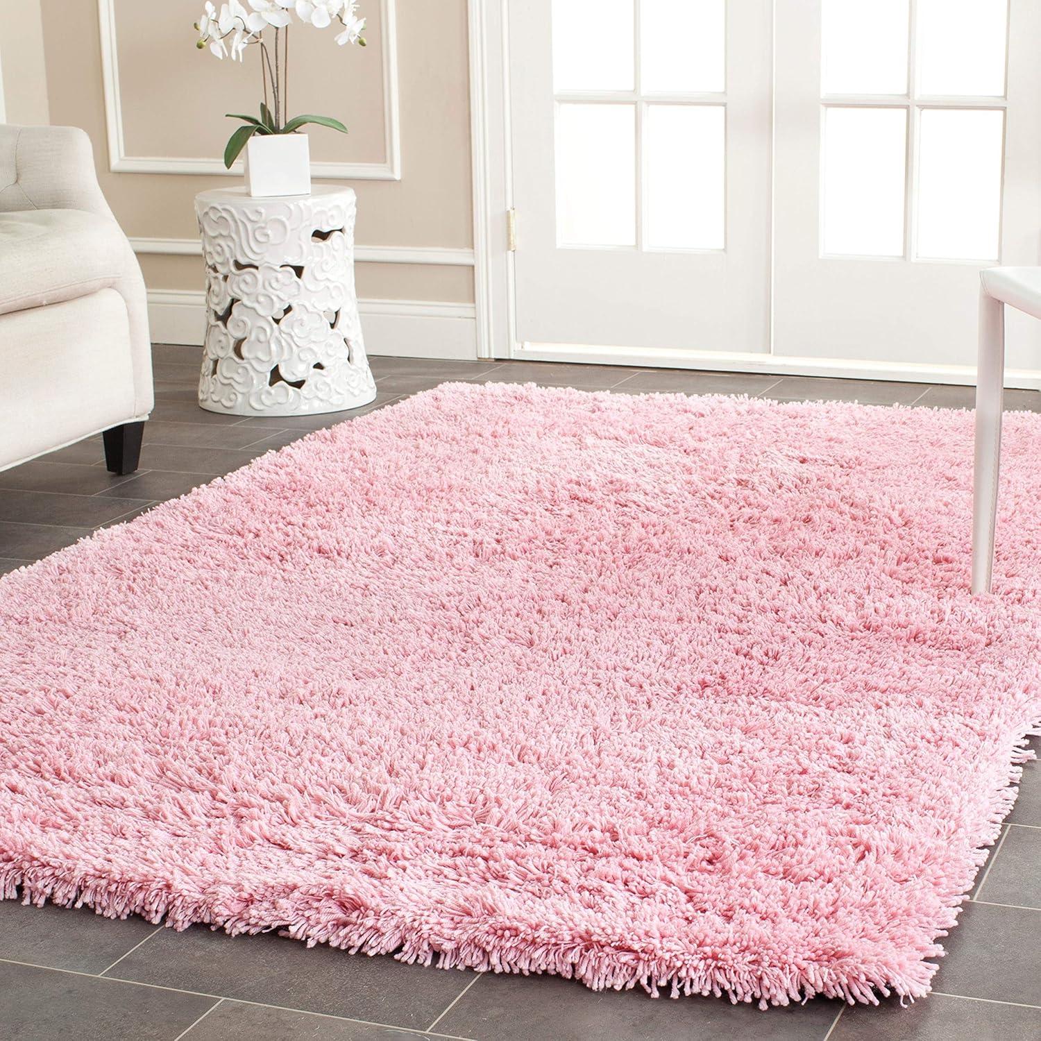 SAFAVIEH Athens Solid Plush Shag Area Rug, Pink, 3' x 5'