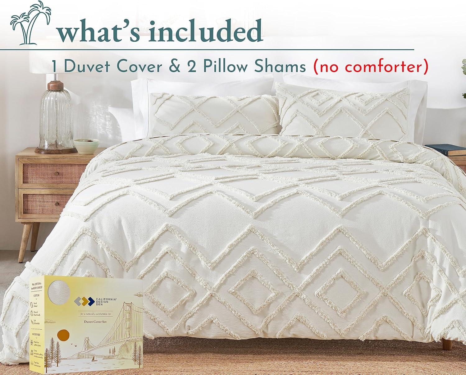 Duvet Cover Set 400 Thread Count 100% Cotton Sateen - Button Closure, Corner Ties by California Design Den