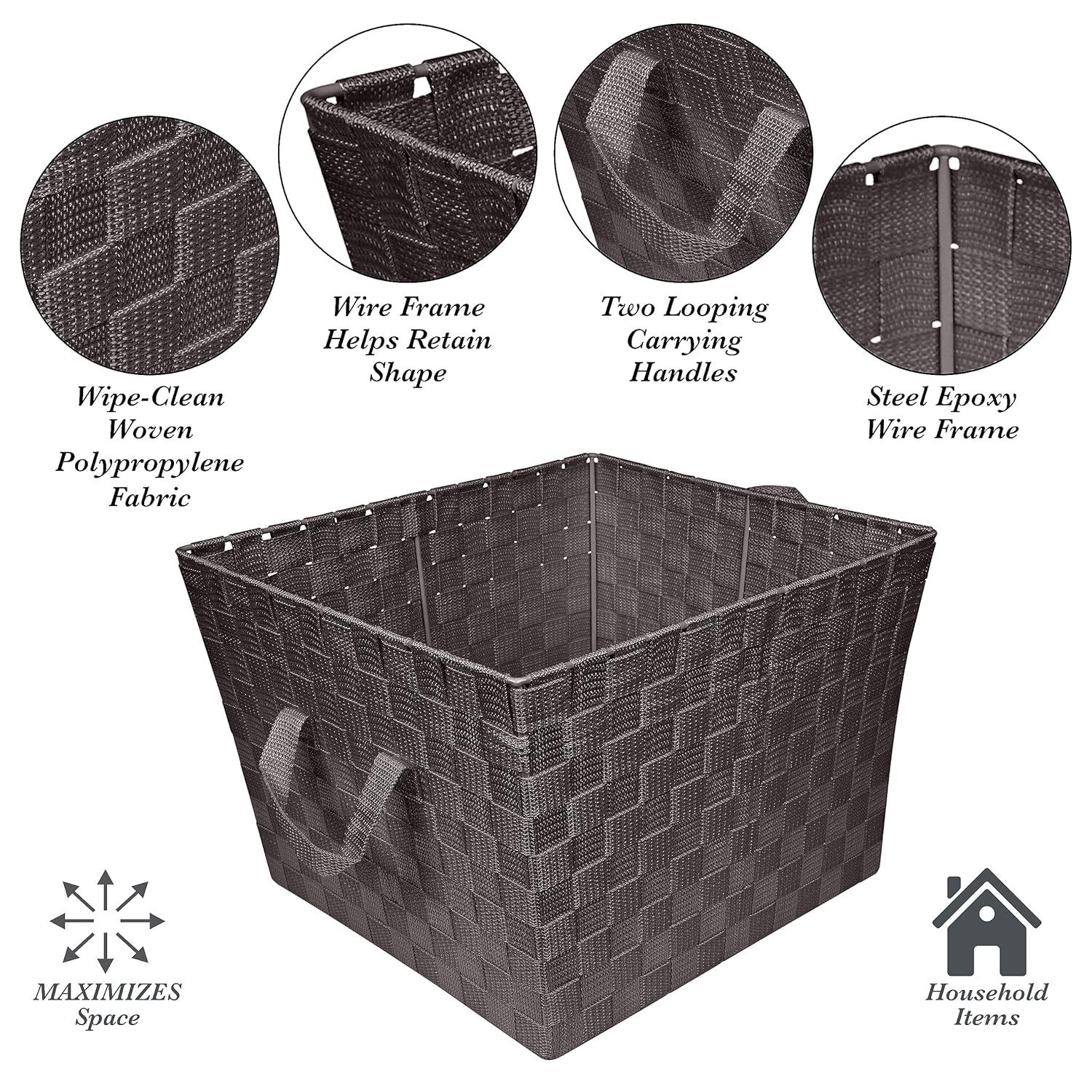 Simplify Large Woven Fabric Storage Basket in Black