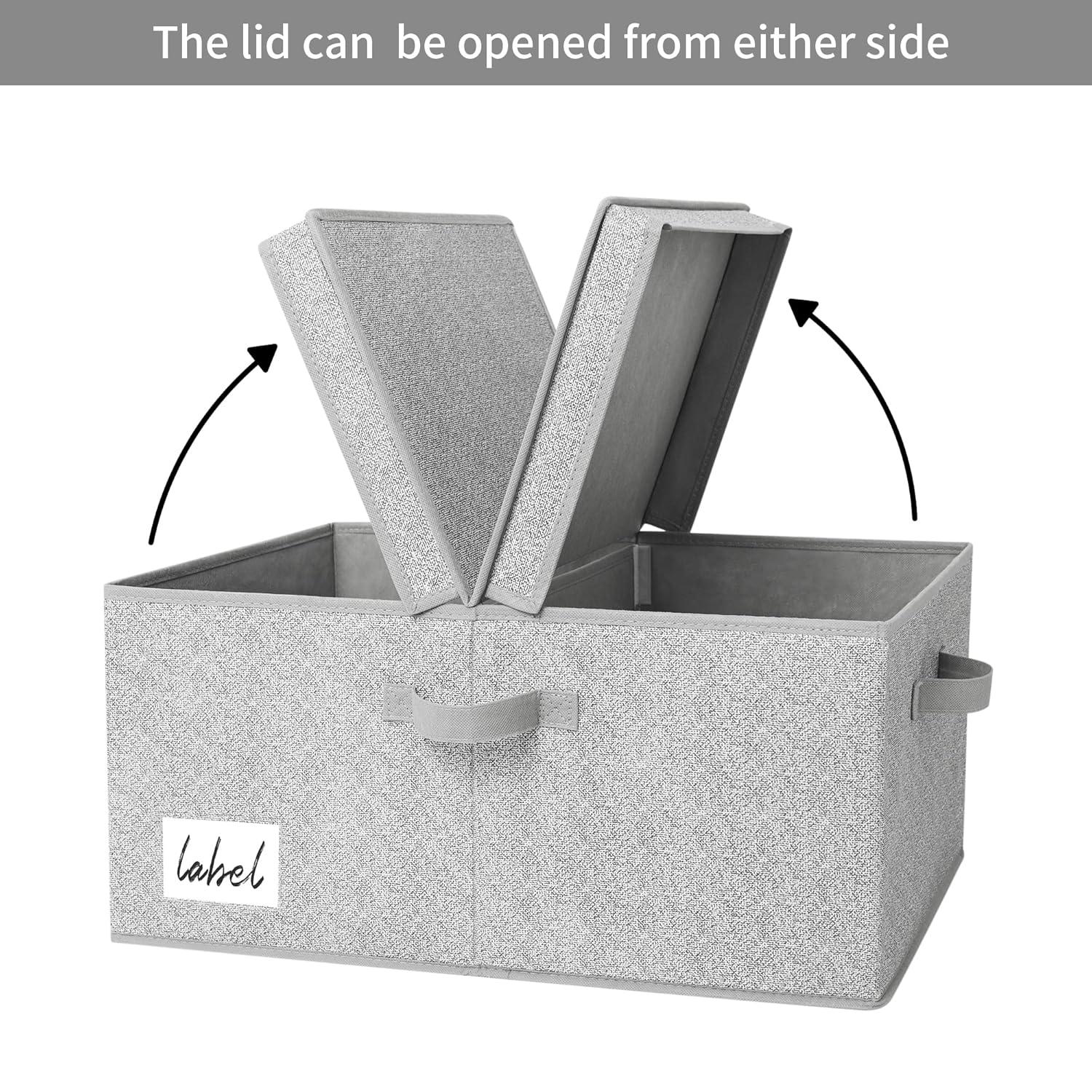 GRANNY SAYS Fabric Storage Bin with Lid, Decorative Storage Box, Extra Large Storage Baskets, Closet Organizer, Gray, 1-Pack