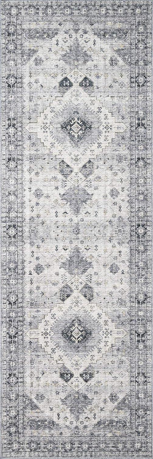 Gray Medallion Wool and Chenille Square Rug, 18" x 18"