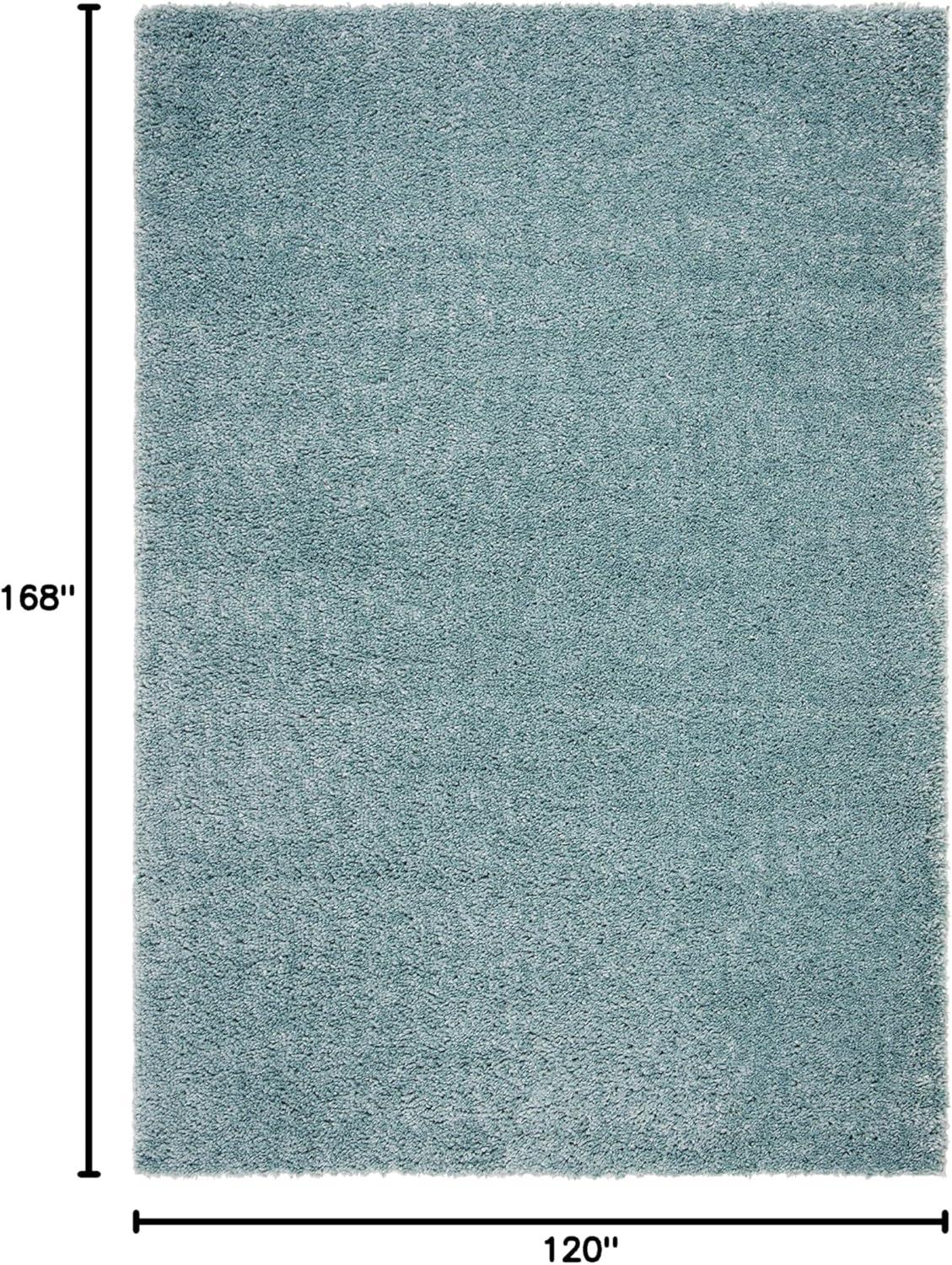 SAFAVIEH August Carlene Solid Plush Shag Area Rug, Aqua, 10' x 14'