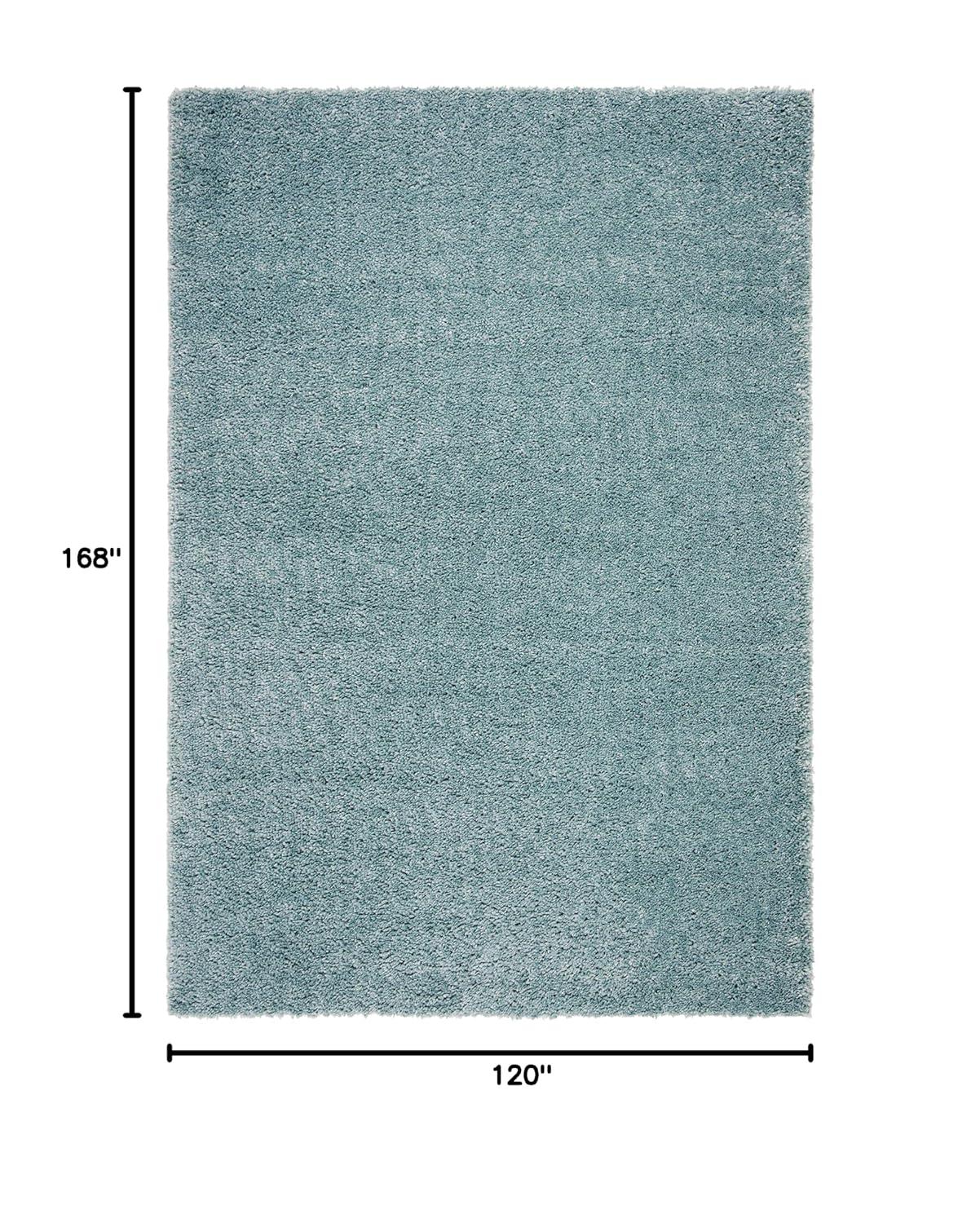 SAFAVIEH August Carlene Solid Plush Shag Area Rug, Aqua, 10' x 14'
