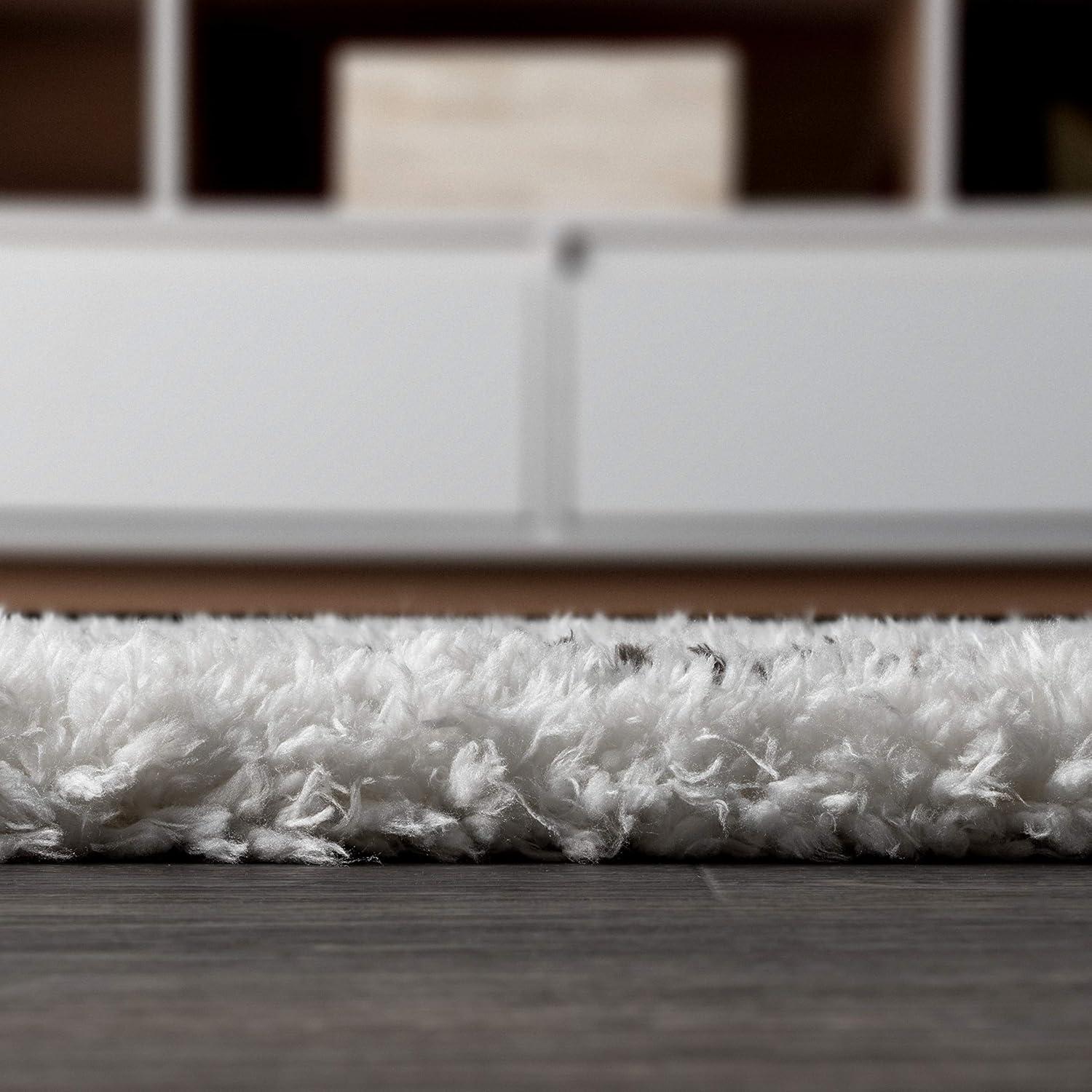 Ivory and Dark Gray Braided Diamond Shag Area Rug, 3 x 5 ft