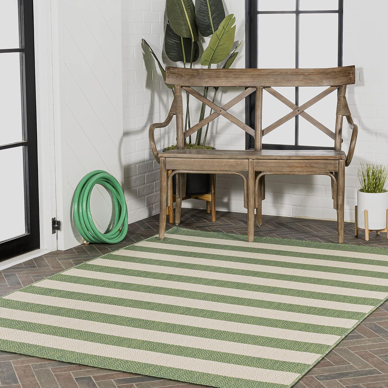 Negril Two-Tone Wide Stripe Indoor/Outdoor Area Rug - JONATHAN Y