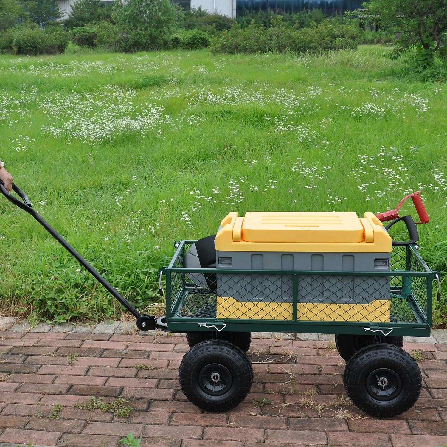 Garden Dump Cart - Large Capacity, Removable, Sturdy, Green, Outdoor Use