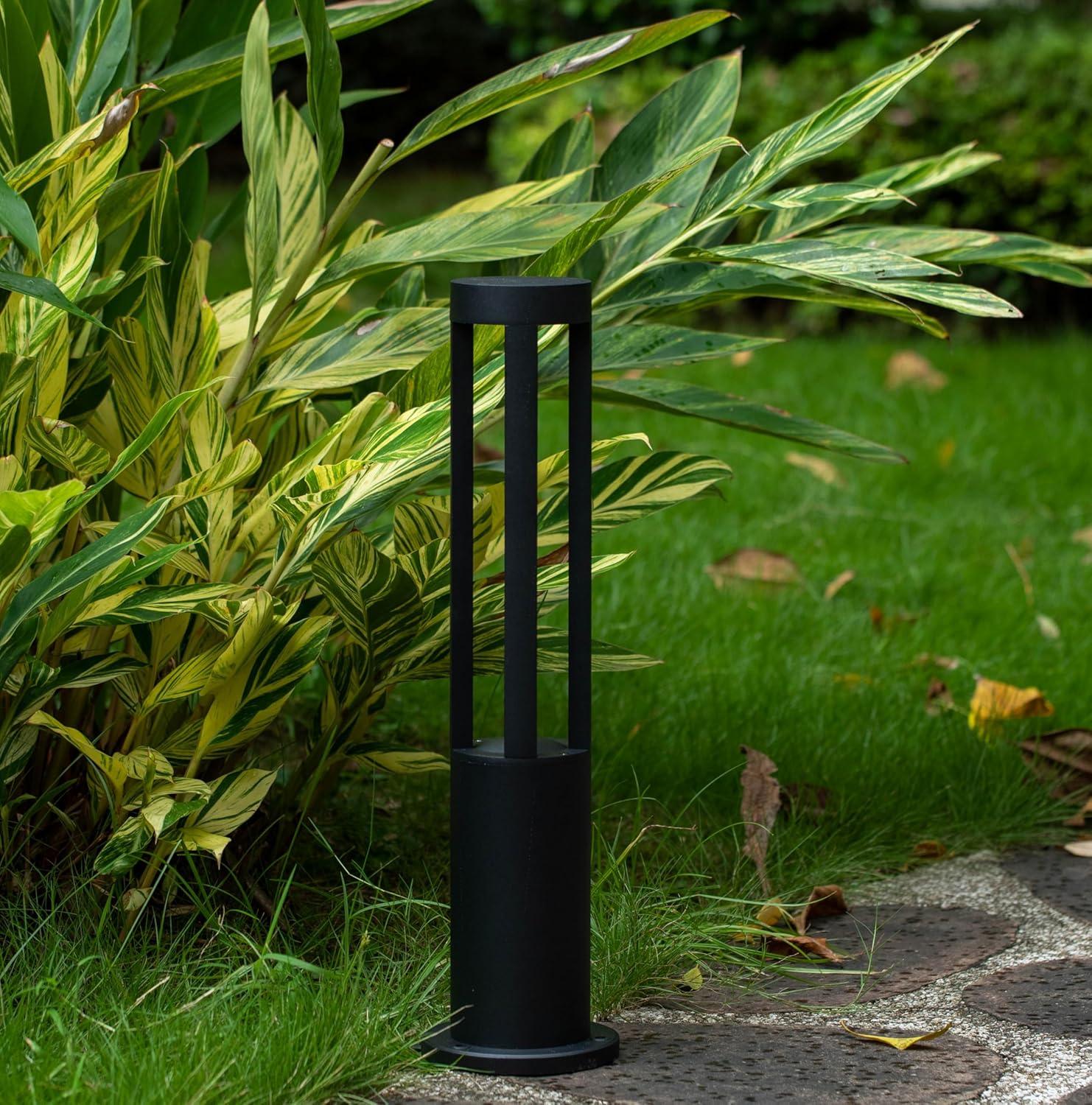 Gardenised Black Integrated LED Metal Bollard Light