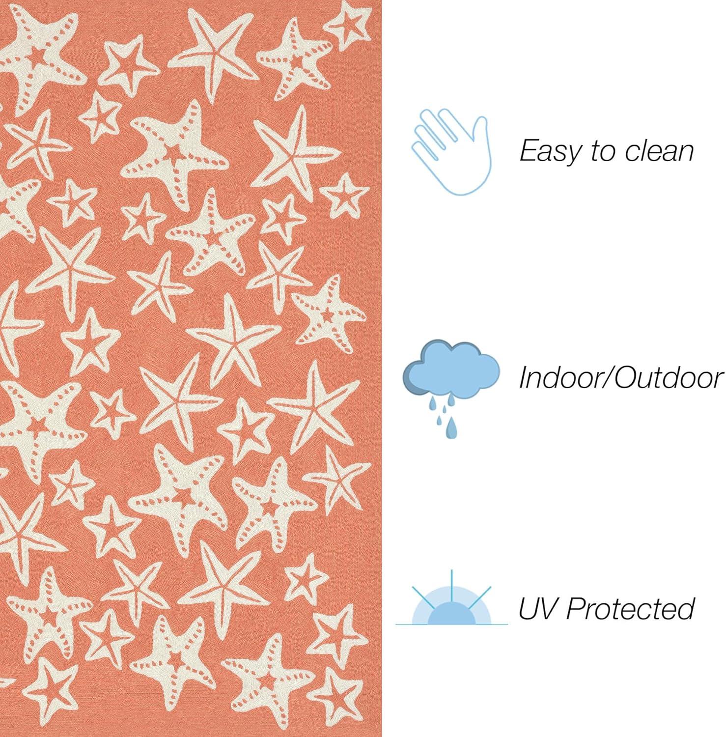 Liora Manne Capri Starfish Indoor/Outdoor Rug Coral 5' x 7'6"