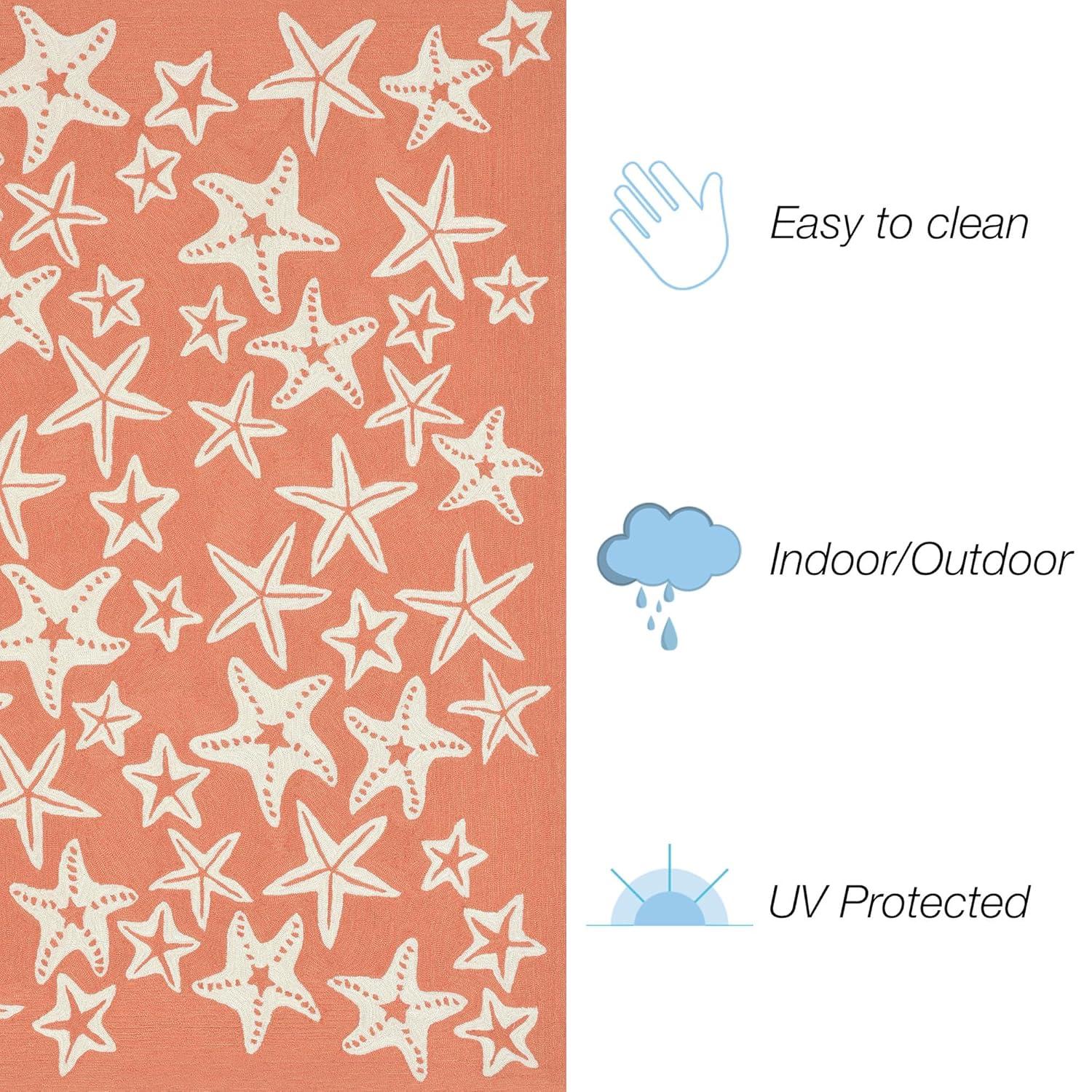 Liora Manne Capri Starfish Indoor/Outdoor Rug Coral 5' x 7'6"