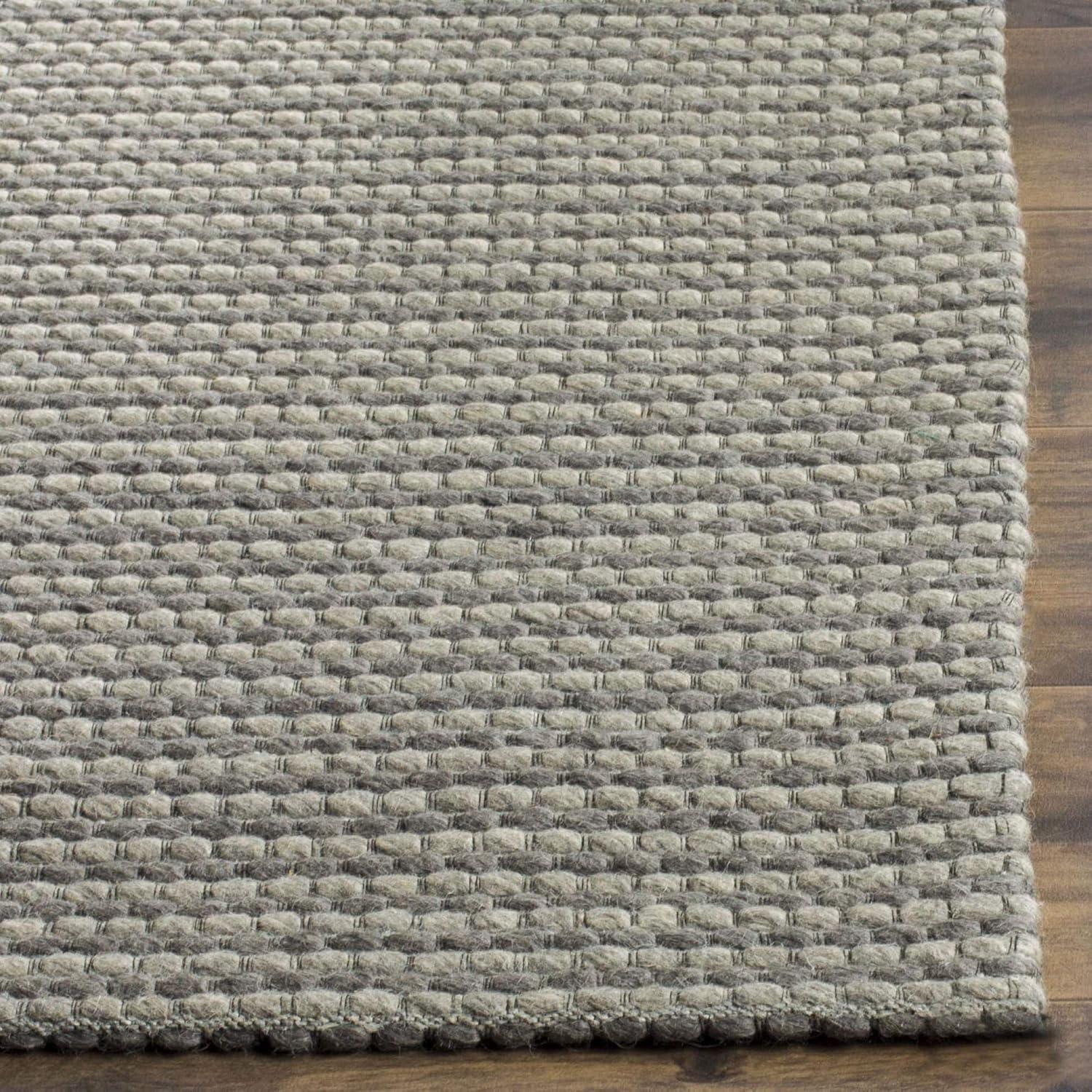 Handmade Dark Grey Tufted Wool 8' x 10' Area Rug