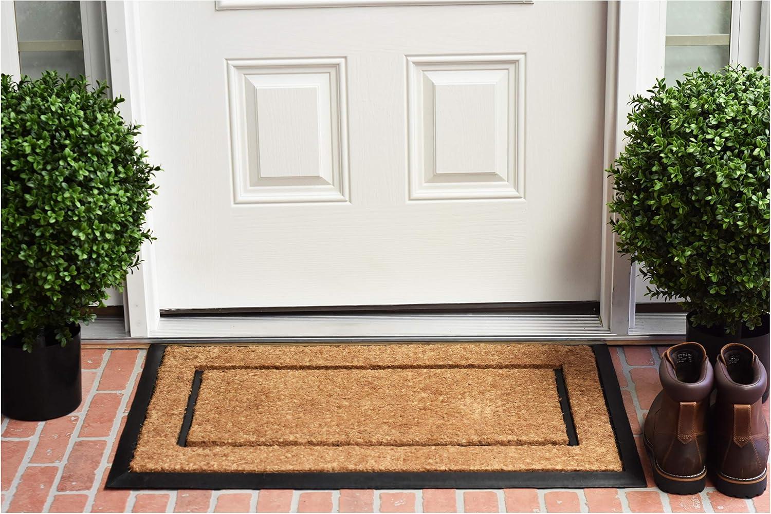 Natural Coir and Rubber Outdoor Door Mat, 2' x 3'