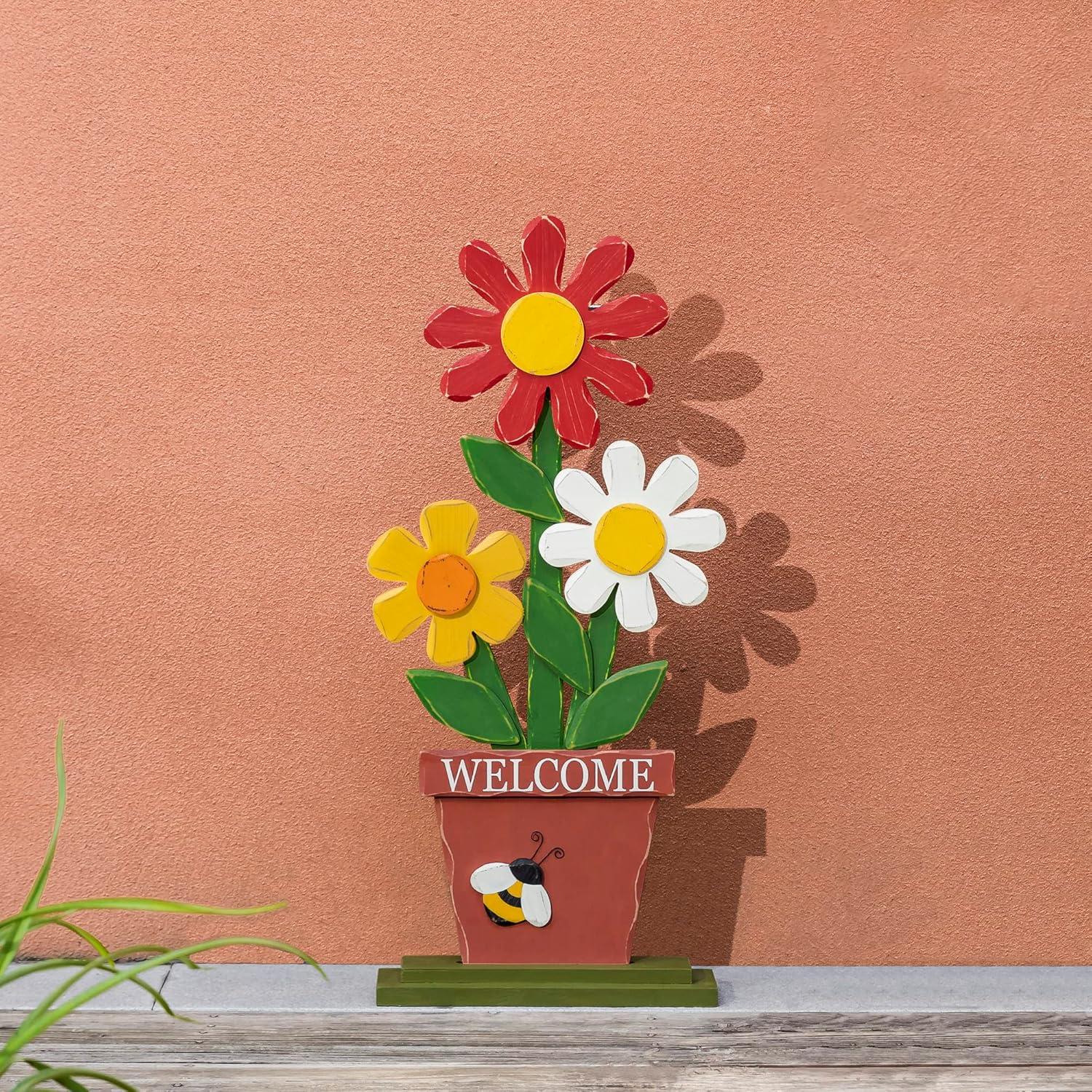 30-Inch Multicolor Wood Outdoor Welcome Porch Sign