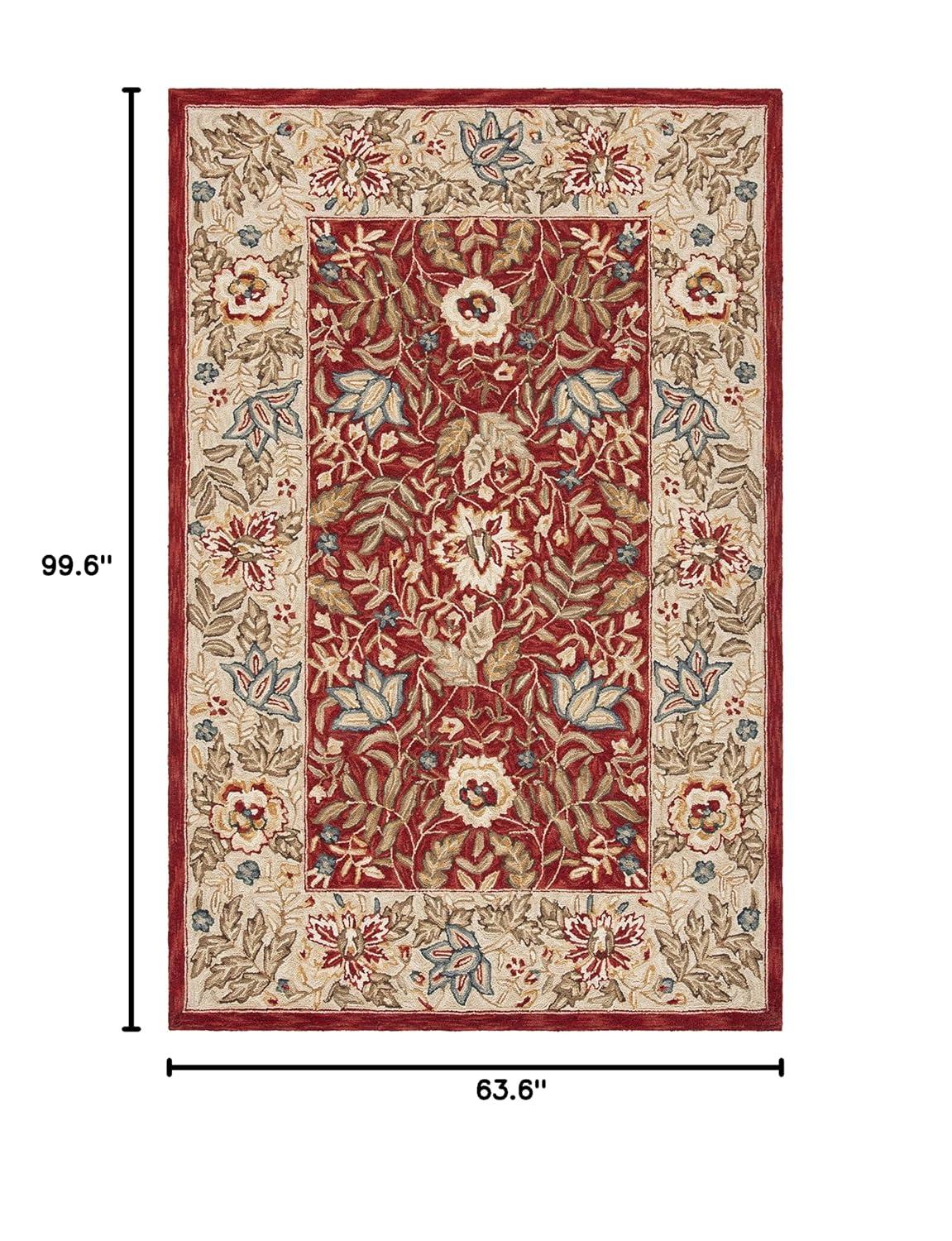 Chelsea HK140 Hand Hooked Area Rug - Red/Ivory - 5'3"x8'3" - Safavieh.