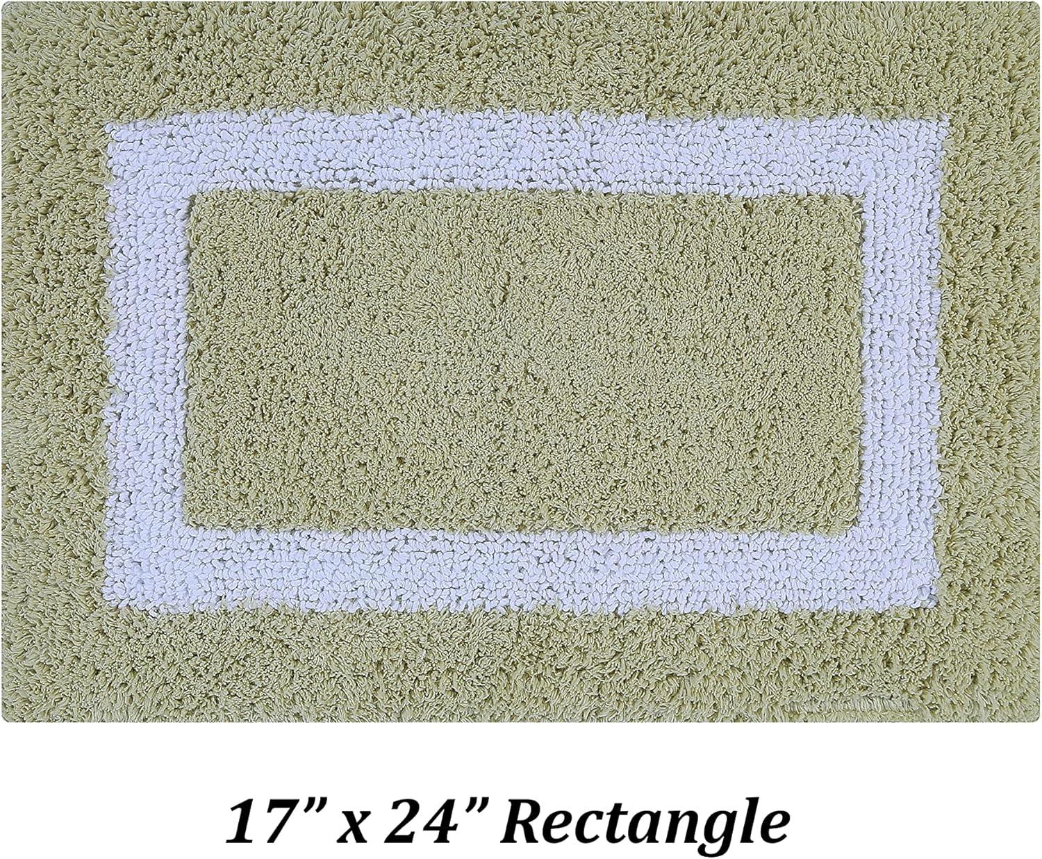 Better Trends Hotel Multi 100% Cotton Tufted Two Tone Reversible Bath Rug Set 2 PC (17" x 24" | 21" x 34") - Sage/White