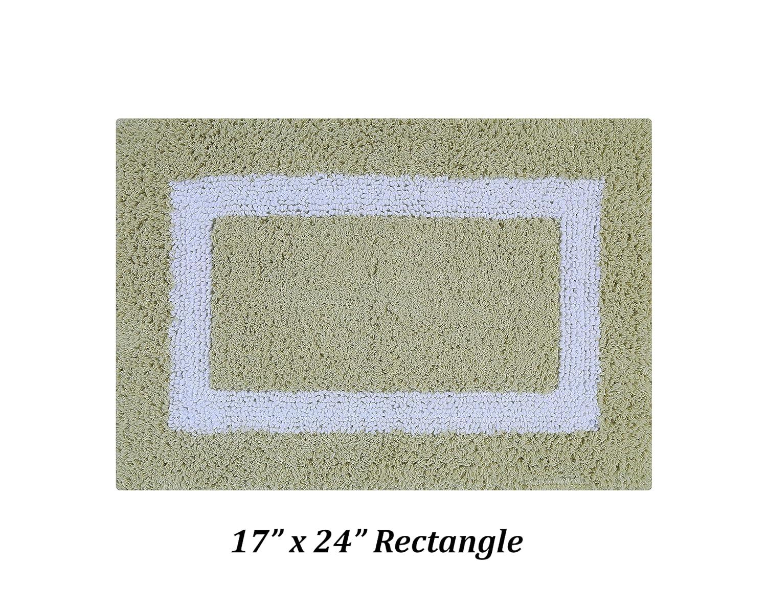 Better Trends Hotel Multi 100% Cotton Tufted Two Tone Reversible Bath Rug Set 2 PC (17" x 24" | 21" x 34") - Sage/White