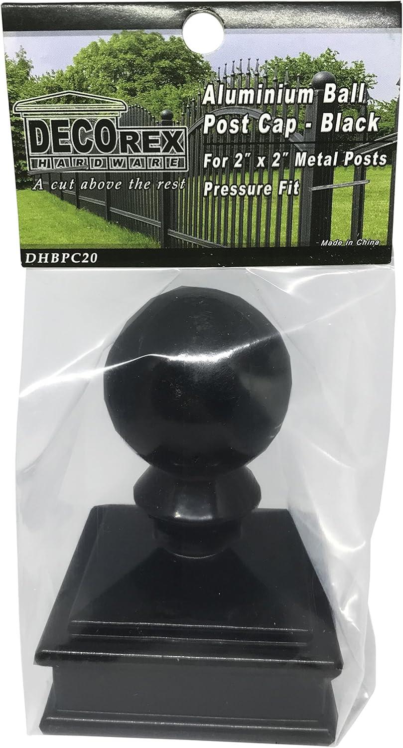 2" x 2" Aluminium Ball Top Post Cap for Metal Posts - Pressure Fit - Black