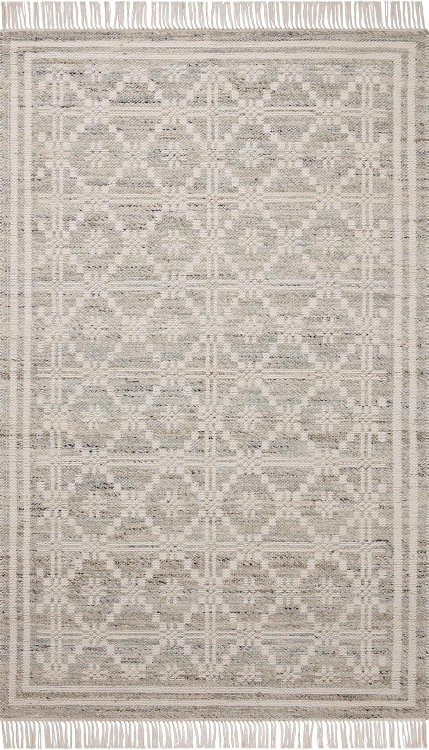 Lagoon and Ivory Flat Woven Wool Cotton Runner Rug