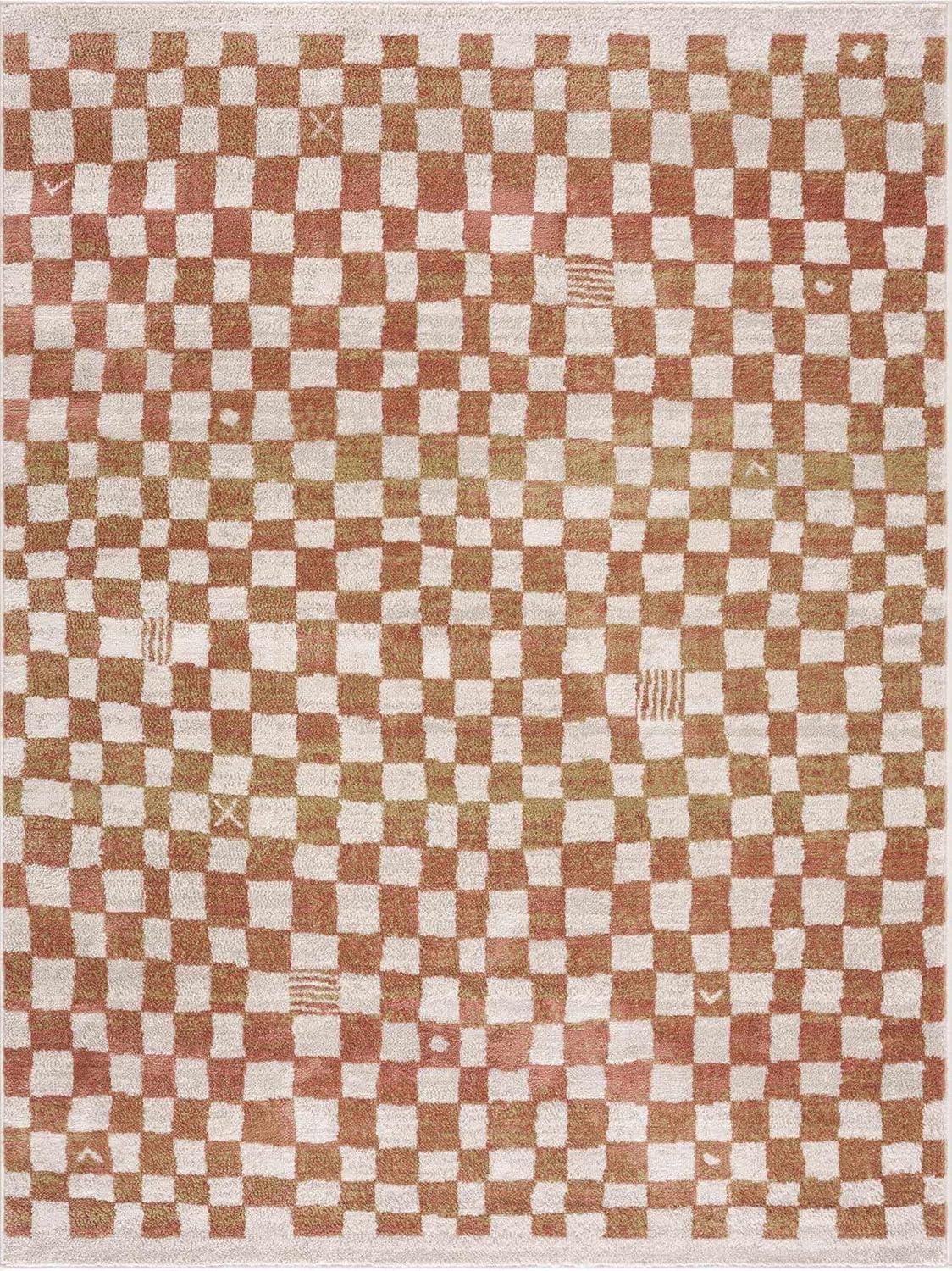 Hauteloom Benjy Cream & Charcoal Checkered Area Rug