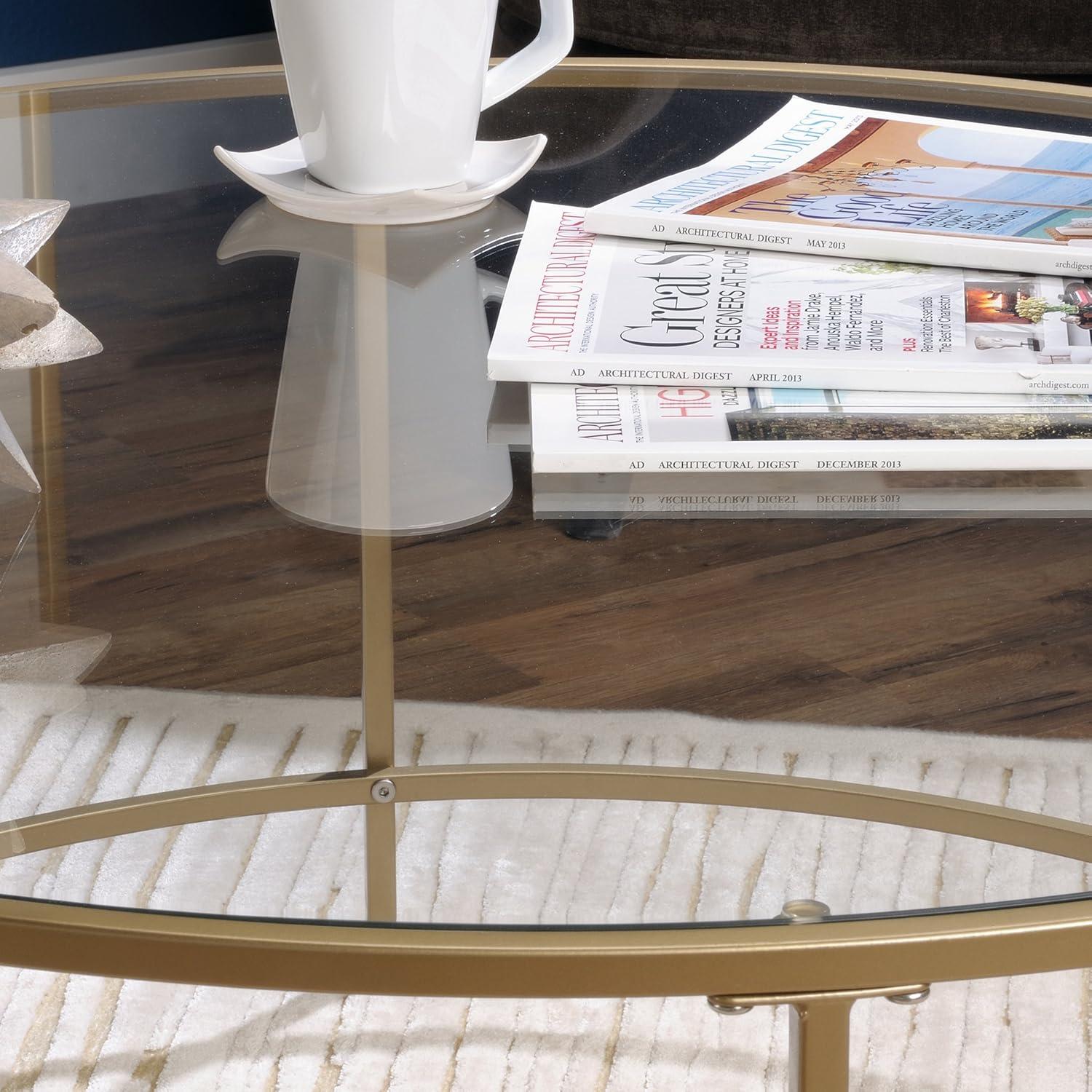 Sauder International Lux Round Coffee Table, Satin Gold