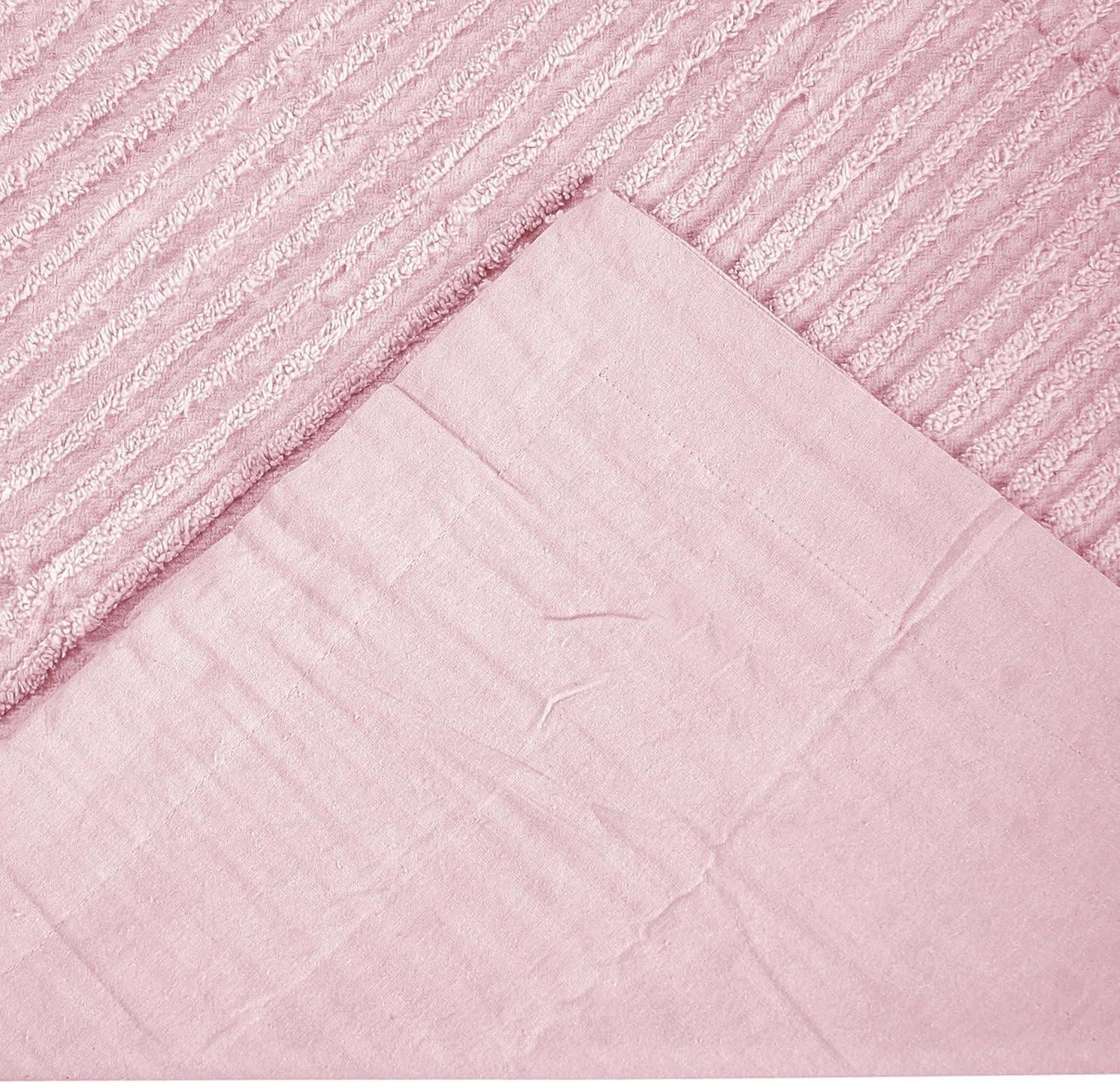 Better Trends Jullian Collection 100% Cotton Tufted Pillow Sham with Stripe Pattern Machine Washable Pillow Cover