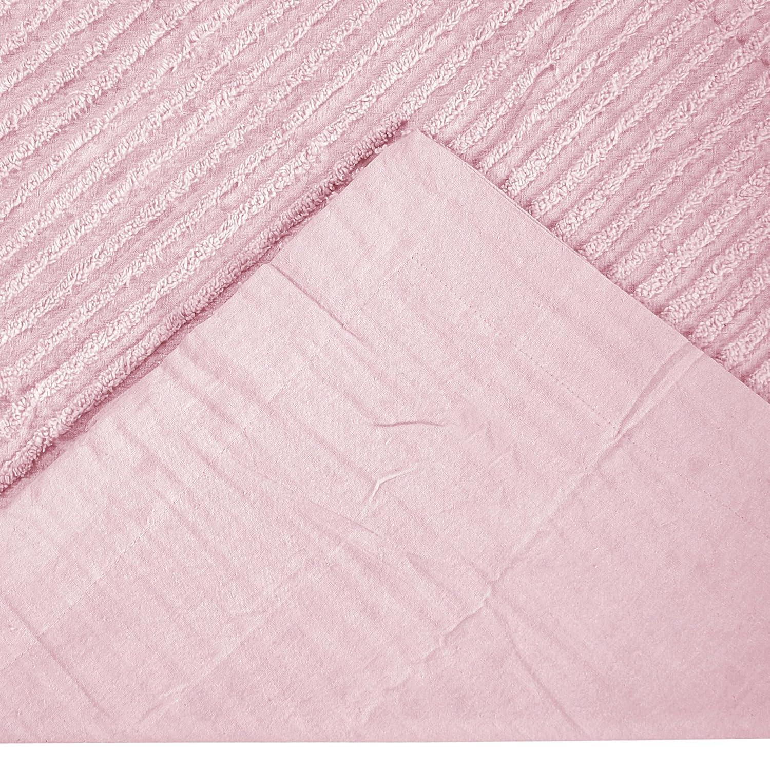 Better Trends Jullian Collection 100% Cotton Tufted Pillow Sham with Stripe Pattern Machine Washable Pillow Cover