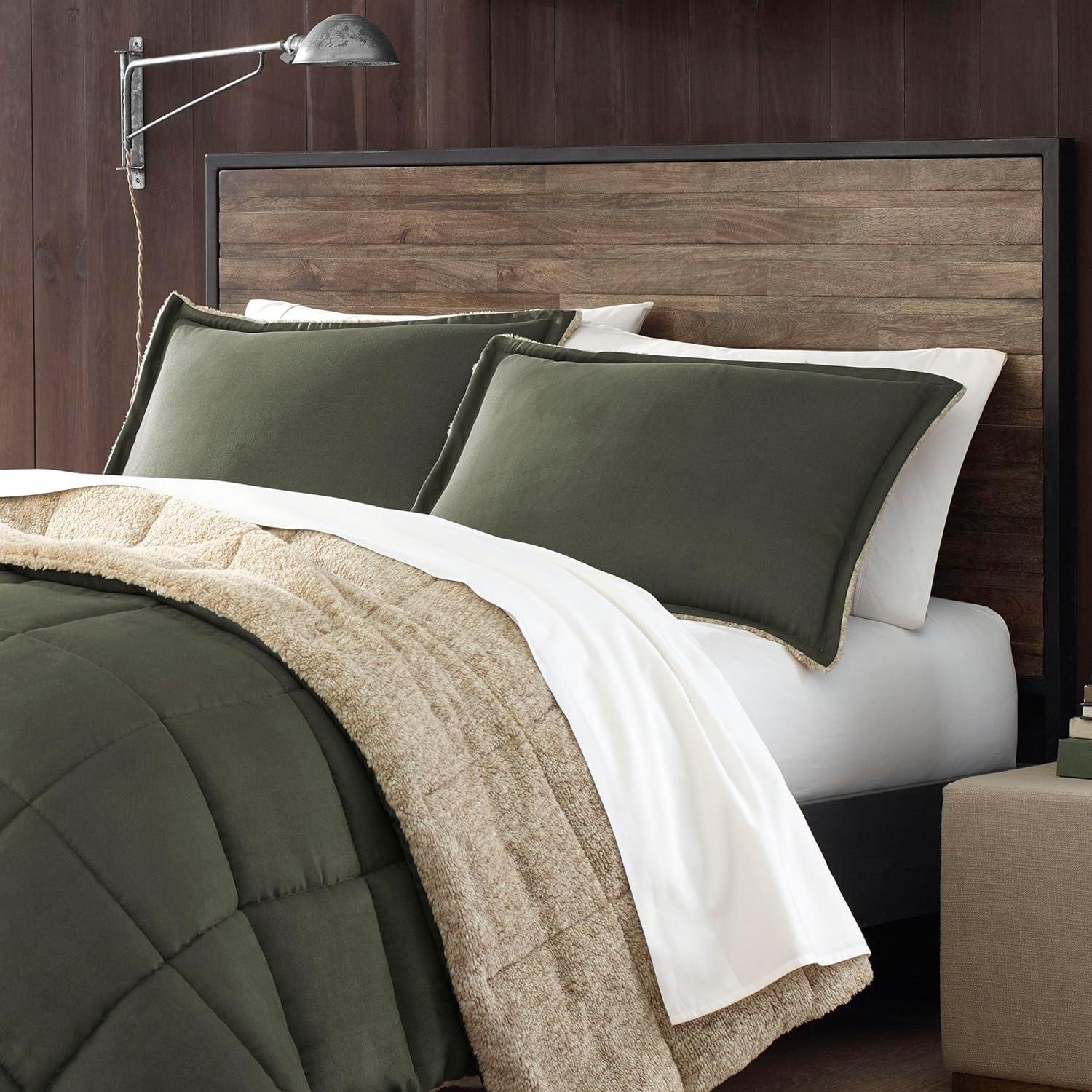 Sherwood 3-Piece Green Solid Microsuede Full/Queen Comforter Set