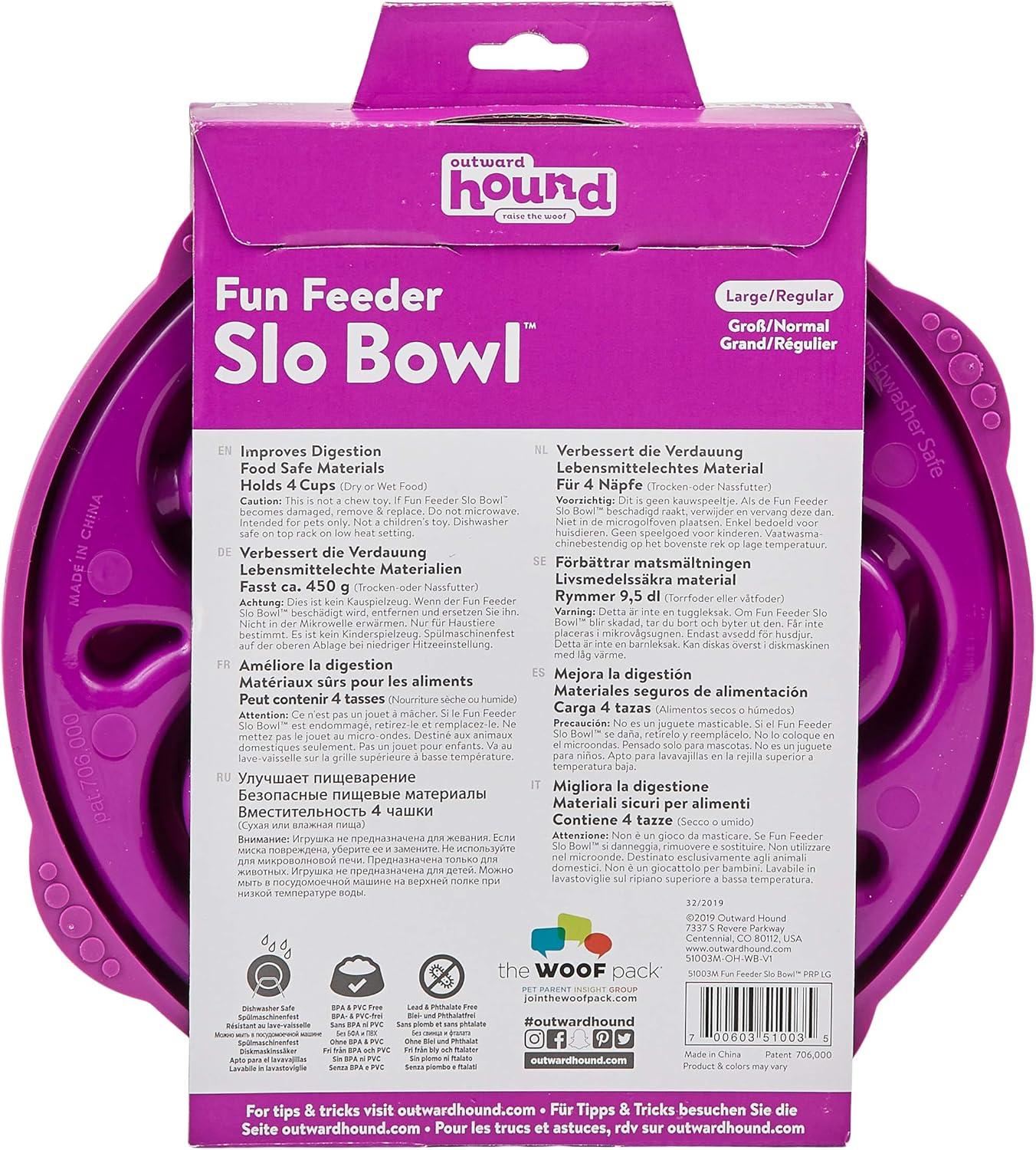 Purple Flower Design Slow Feeder Dog Bowl