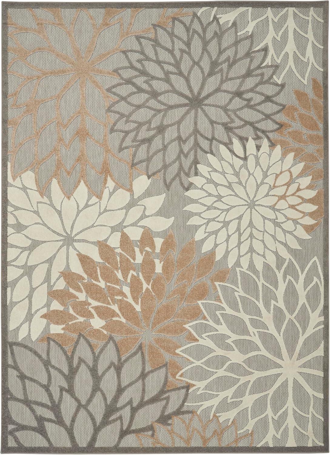 Nourison Aloha Floral Bloom Flatweave High-Low Indoor Outdoor Area Rug Natural 7' x 10'