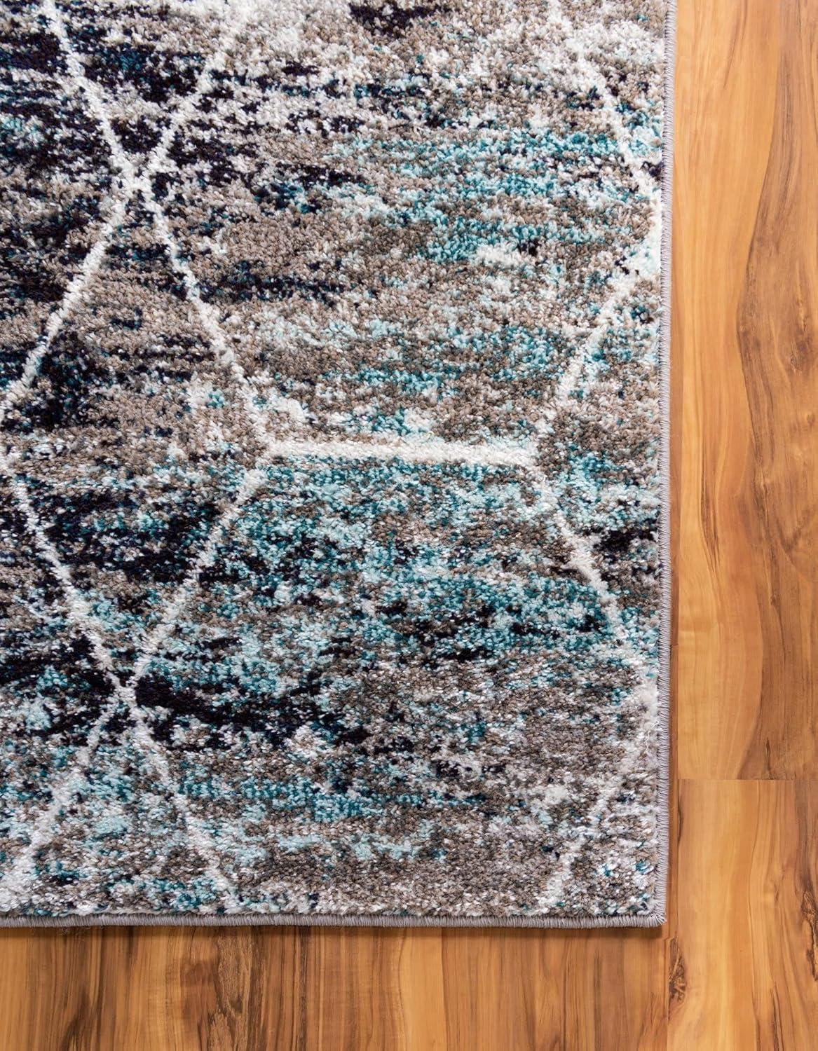 Unique Loom 2' 0 x 6' 0 Trellis Frieze Geometric Blue Multi Area Rug