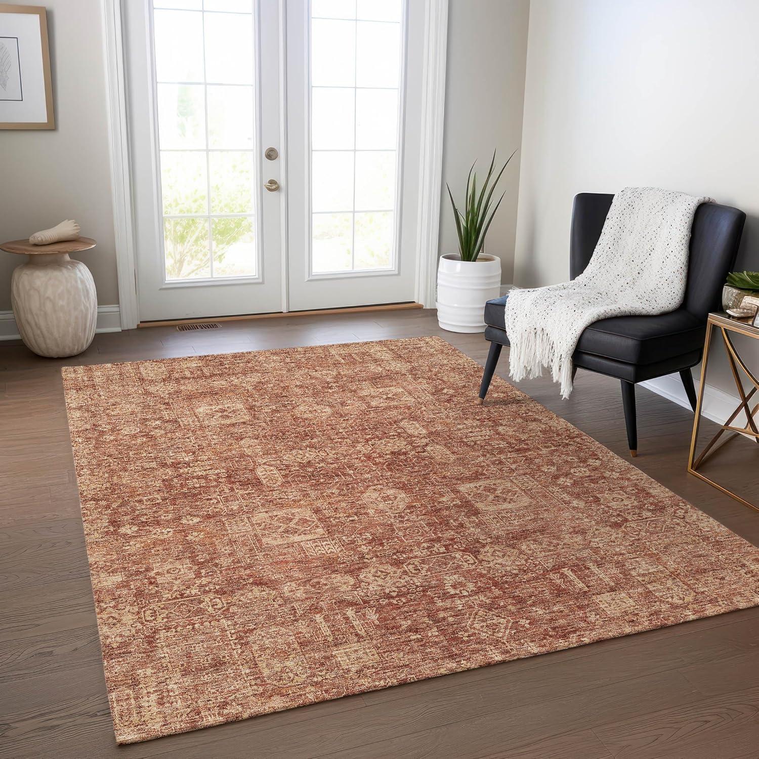 Paprika Flat Woven Synthetic Rectangular Area Rug 3' x 5'