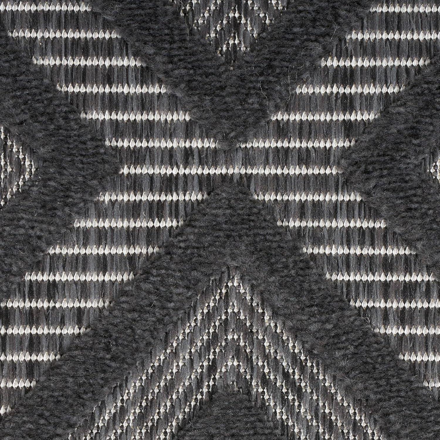 Nourison Versatile Diamond Geometric Flatweave Indoor Outdoor Area Rug Charcoal/Black 4' x 6'