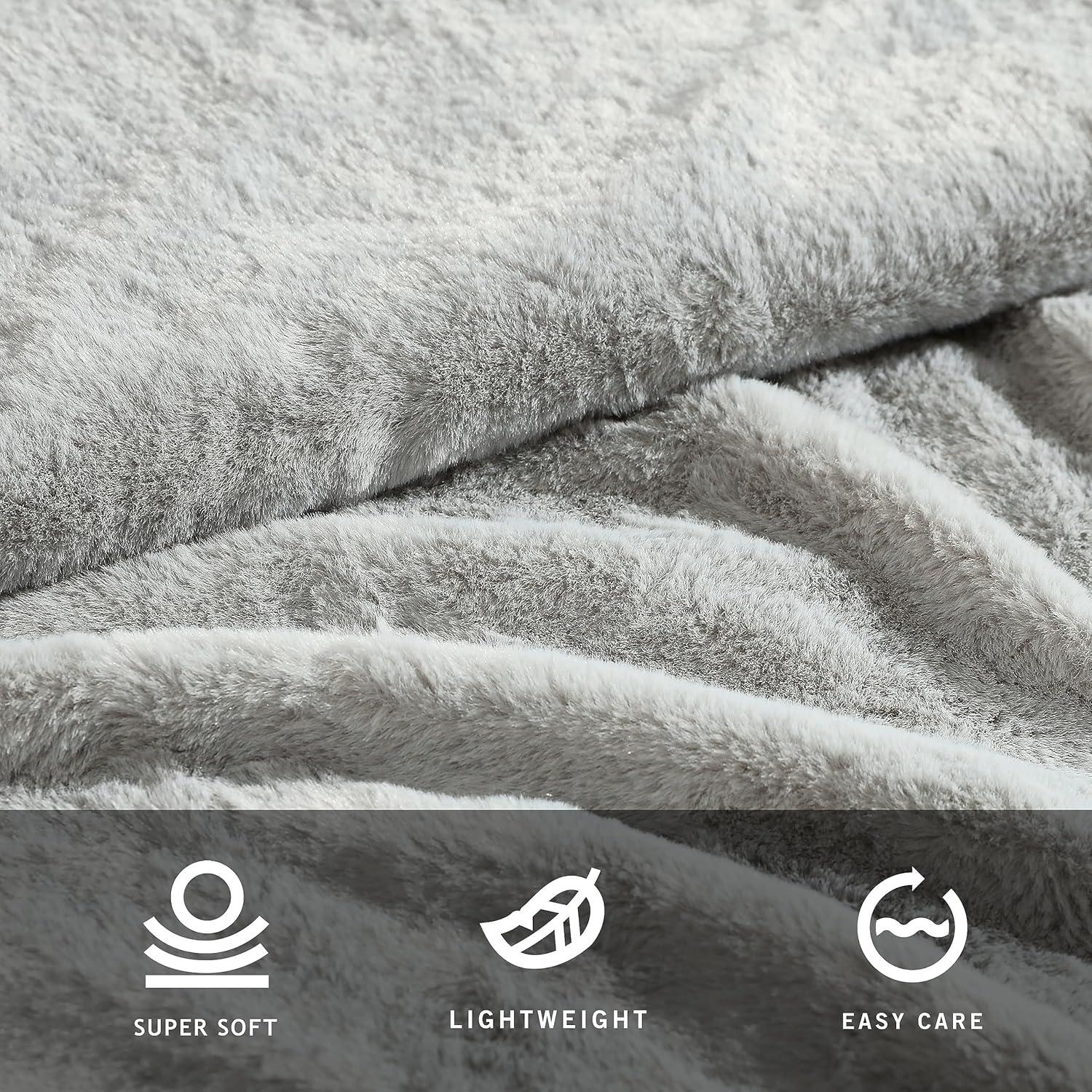 Kenneth Cole Faux Fur Solid Throw Blankets