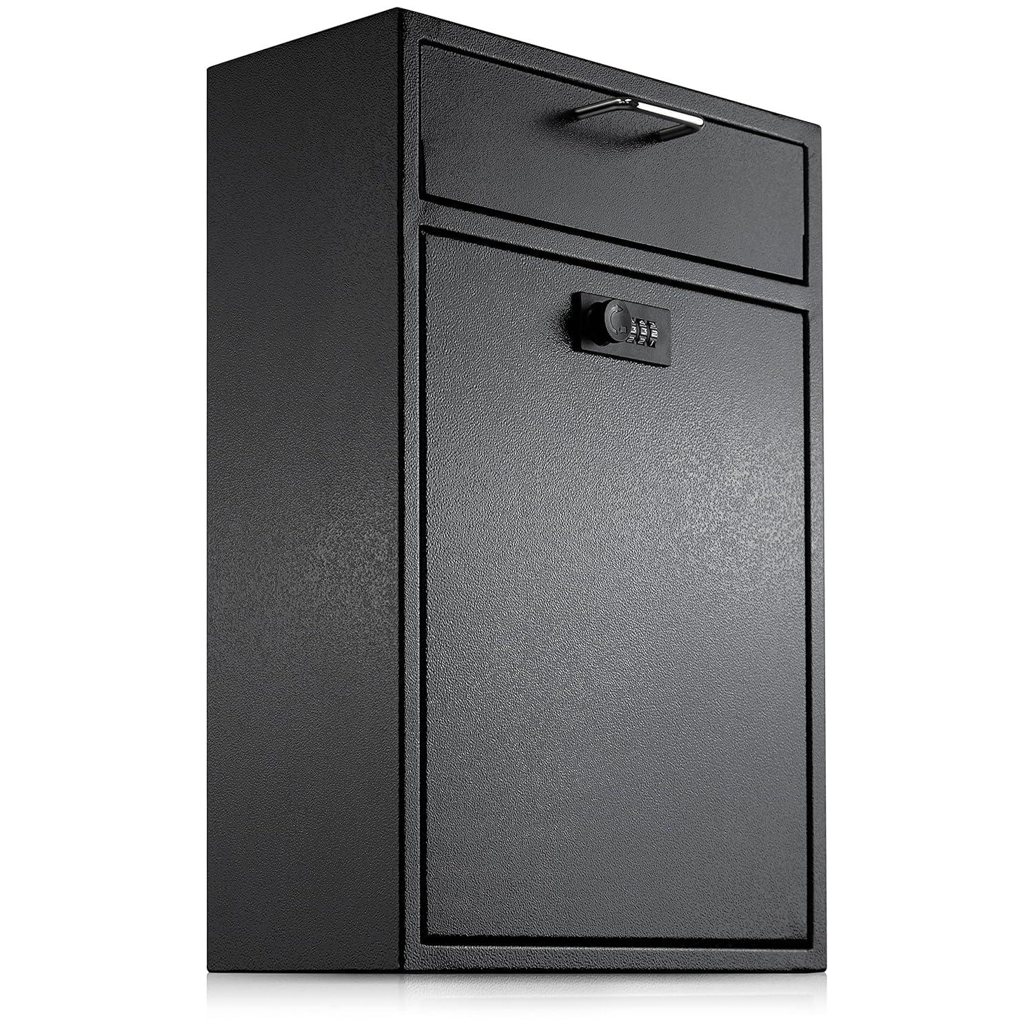 Extra Large Wall Mount Mailbox with Combination Lock - Anti-Theft Heavy Duty Locking Mailbox Wall Mount for Business - Suitable for Mails, Keys, Rent, and Checks (11'' x 4.75'' x 15.75'')