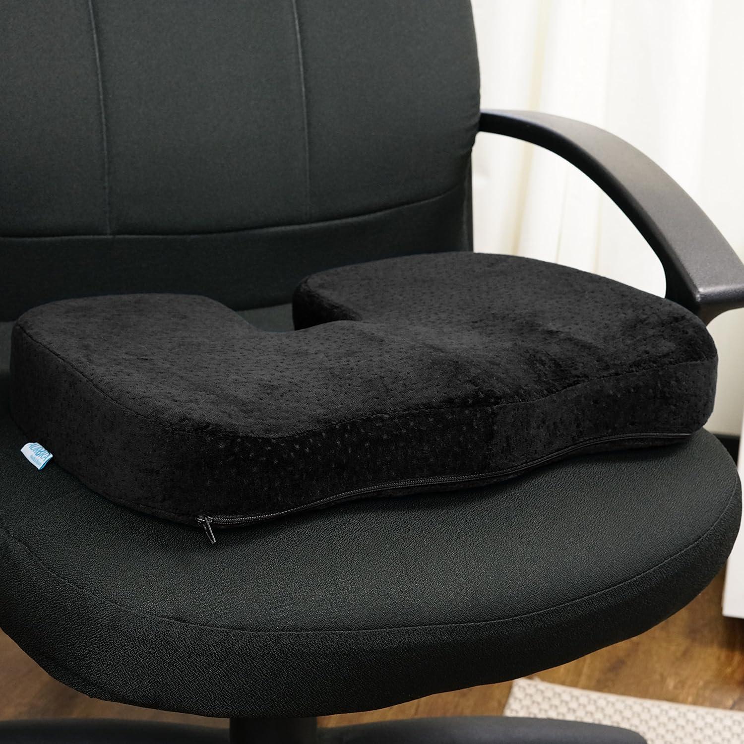 Aurora Health & Beauty  Black Orthopedically Back Designed Memory Foam Coccyx Cushion Seat