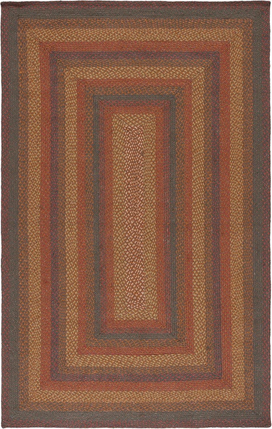 SAFAVIEH Braided Collection Accent Rug - 4' x 6', Green & Rust, Handmade Country Cottage Jute Reversible, Ideal for High Traffic Areas in Entryway, Living Room, Bedroom (BRD652P)