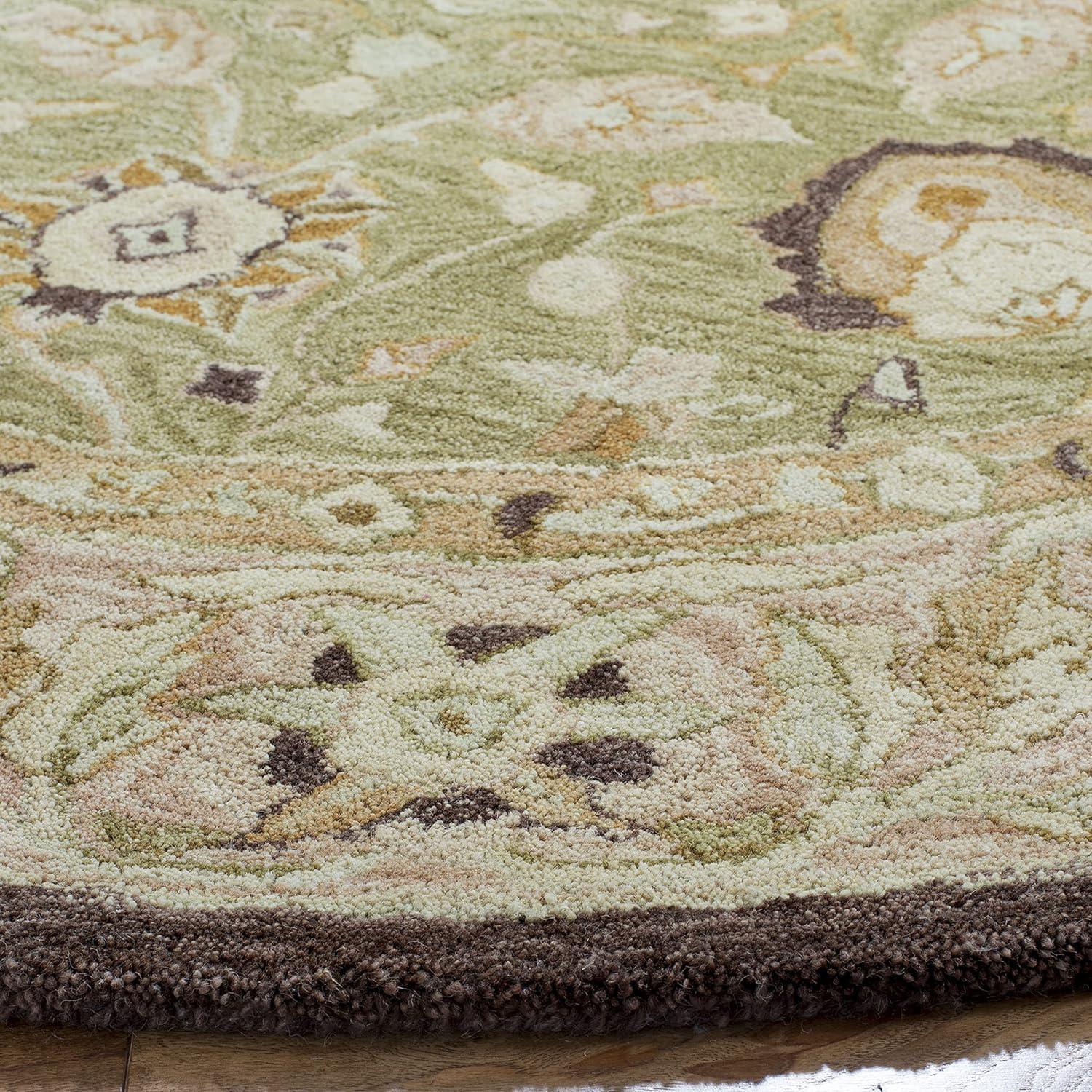 SAFAVIEH Anatolia Venice Traditional Wool Area Rug, Sage/Beige, 4' x 4' Round