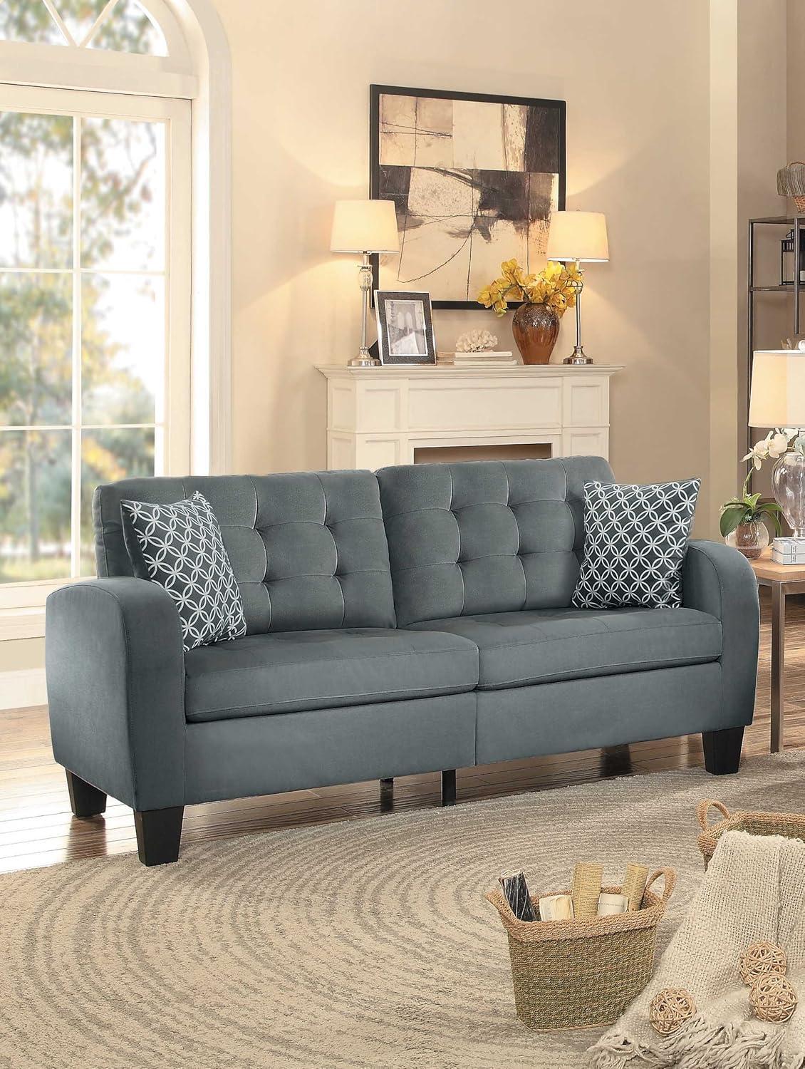 Sinclair Contemporary 72" Gray Fabric Stationary Sofa
