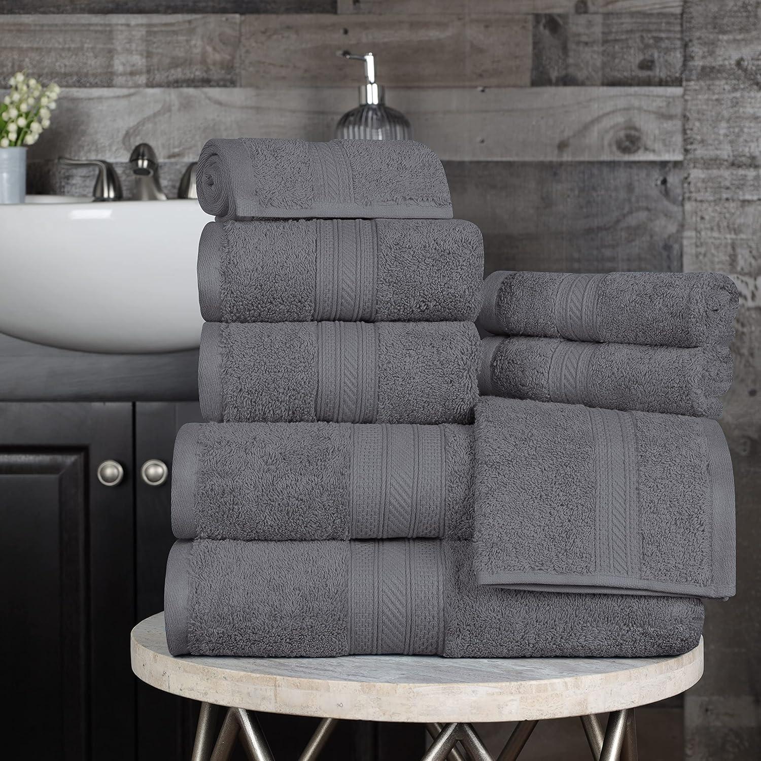 Gray Cotton 8-Piece Towel Set with Hand and Bath Towels