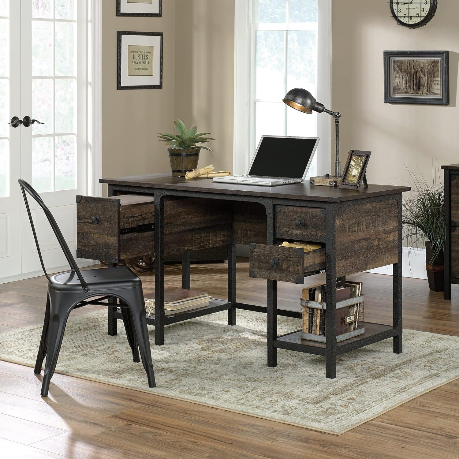Sauder Steel River Milled Mesquite Small Desk with Drawers, Milled Mesquite Finish