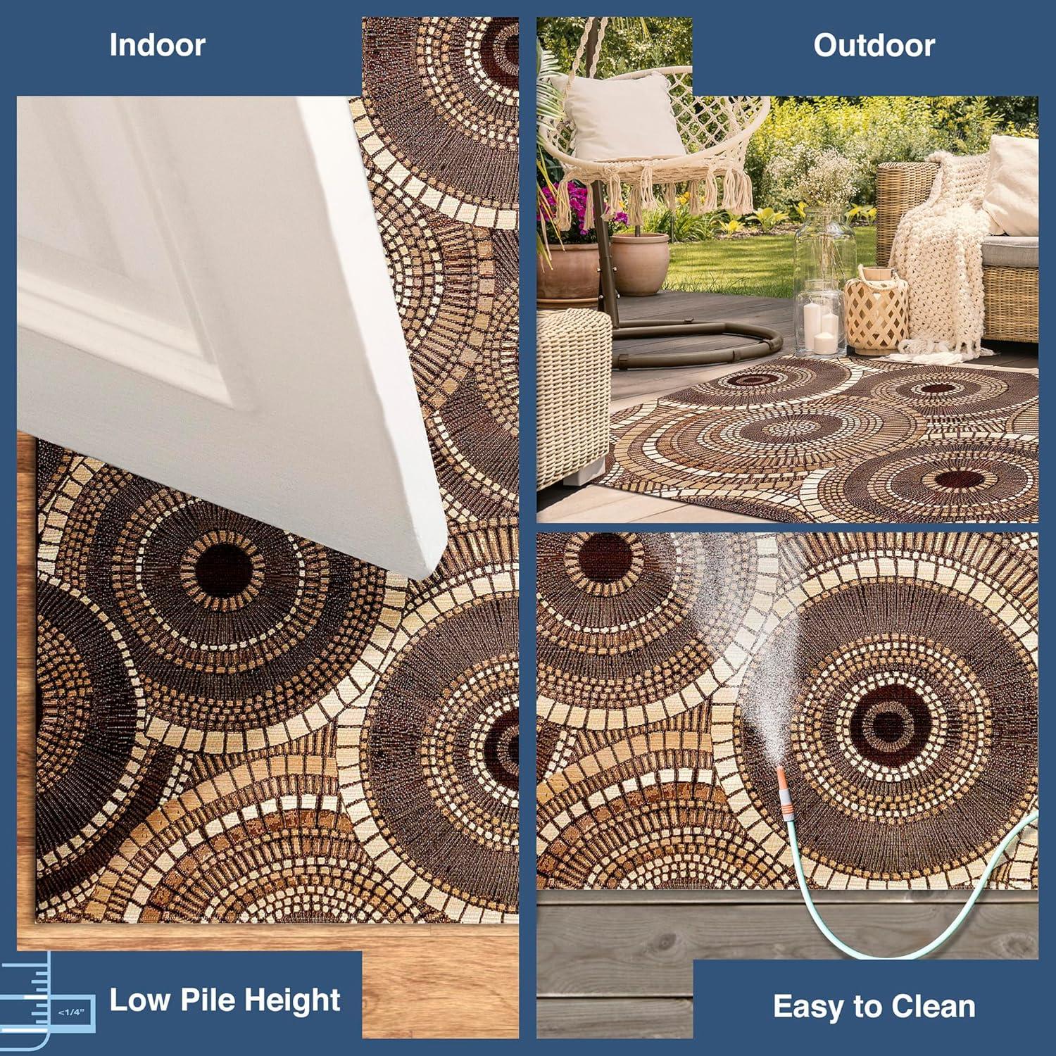 Liora Manne Marina Circles Indoor/Outdoor Rug Brown 2'7" x 4'3"