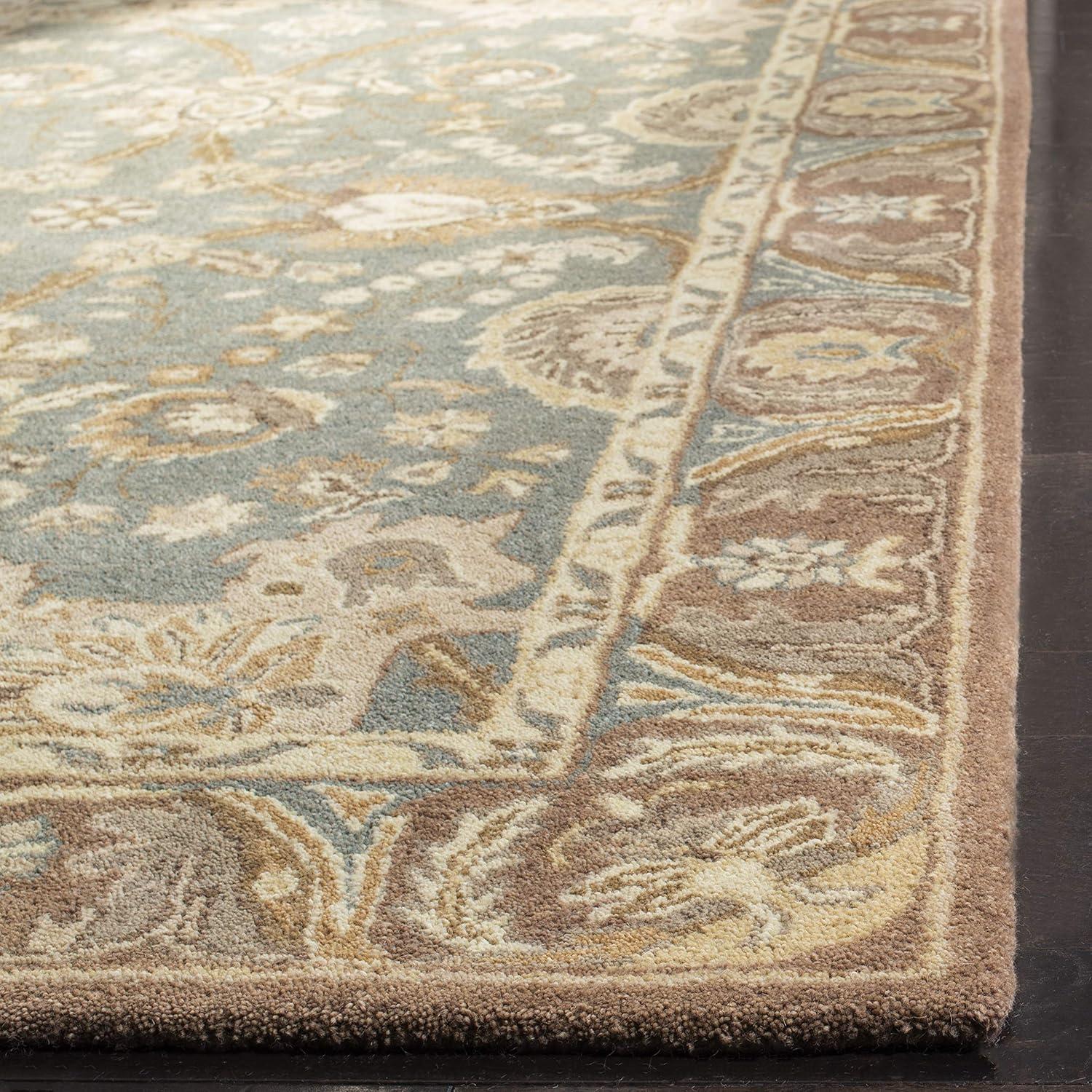 Teal and Camel Hand-Tufted Wool Traditional Area Rug